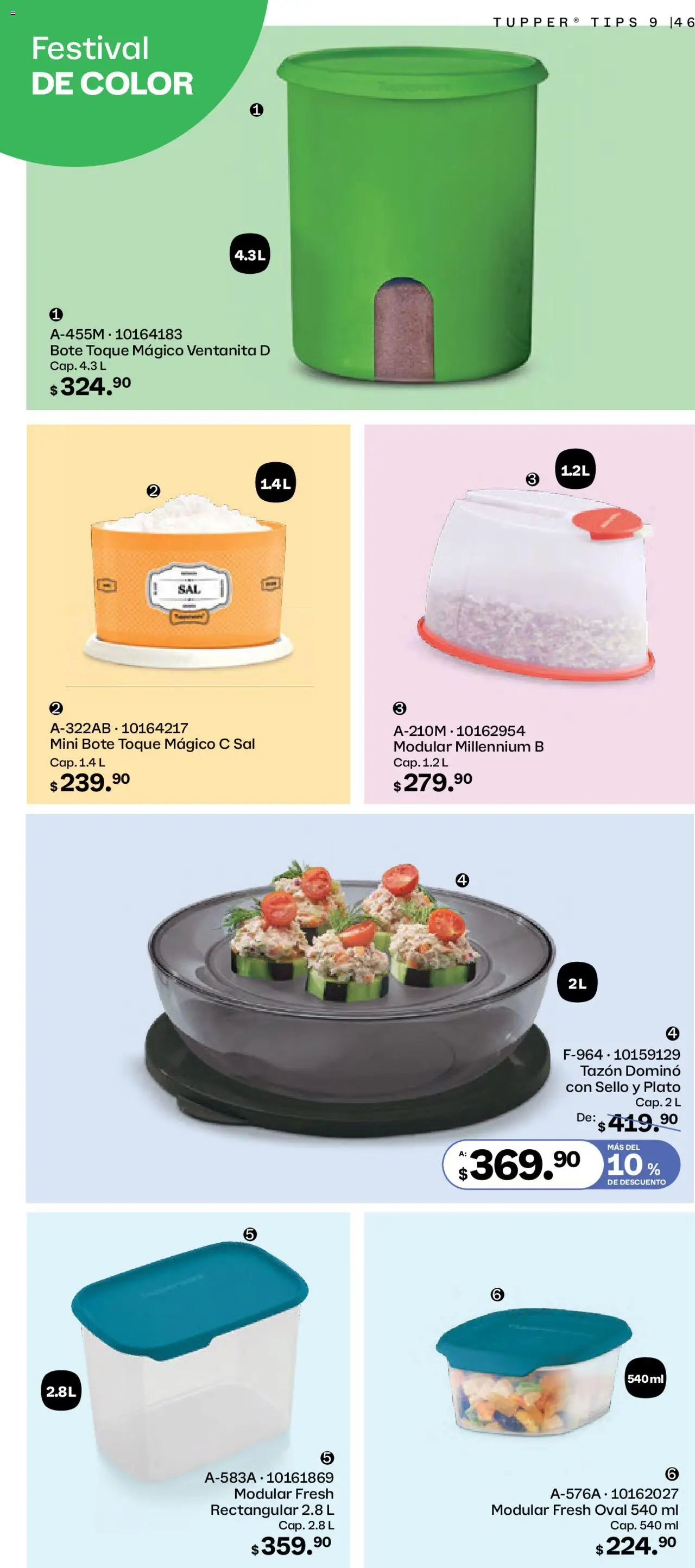 Nuevas ofertas de Tupperware válidas en toda la República Mexicana desde el 11.08.2025. ¡Encuentra las mejores ofertas en Tupperware catálogo! | Página: 46 | Productos: Sal, Tupper, Modular