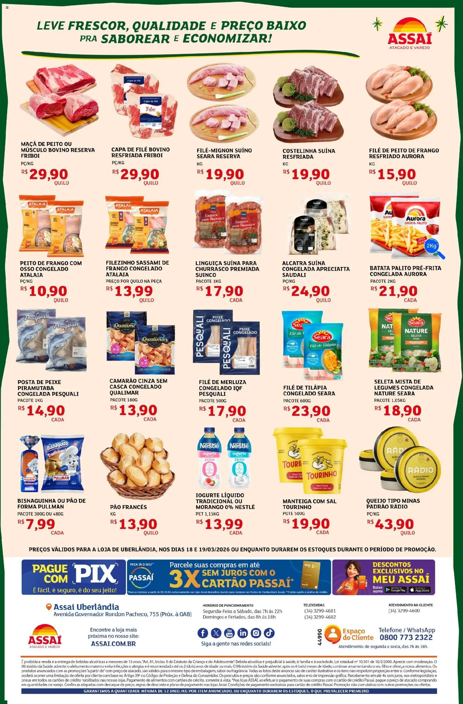 Assaí Atacadista Folheto - válido de 18.03.2026 | Página: 2 | Produtos: Camarão, Iogurte, Pão, Base