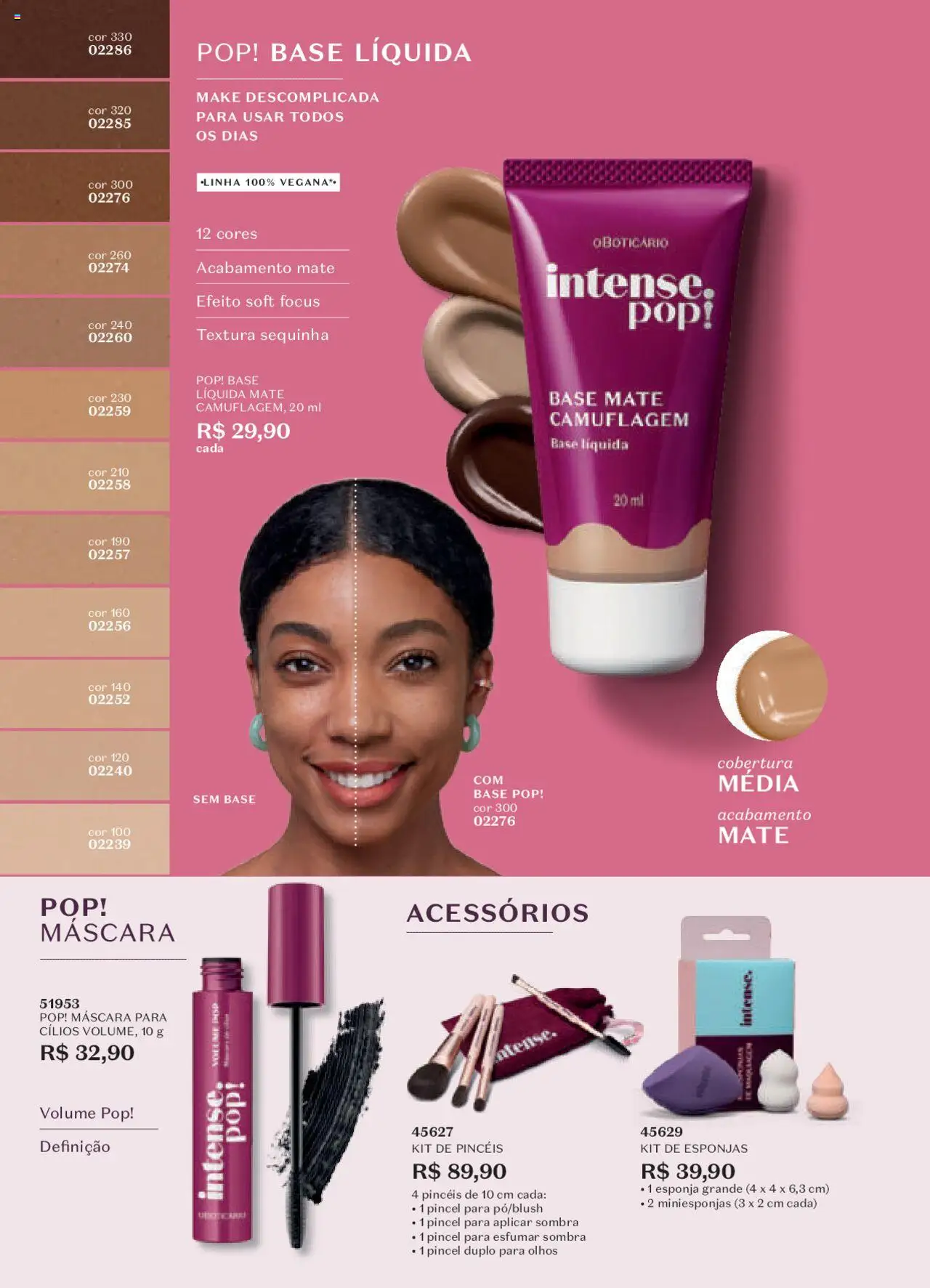 O Boticário Folheto - válido de 13.10.2025 | Página: 124 | Produtos: Pincel, Esponja, Máscara para cílios, Base