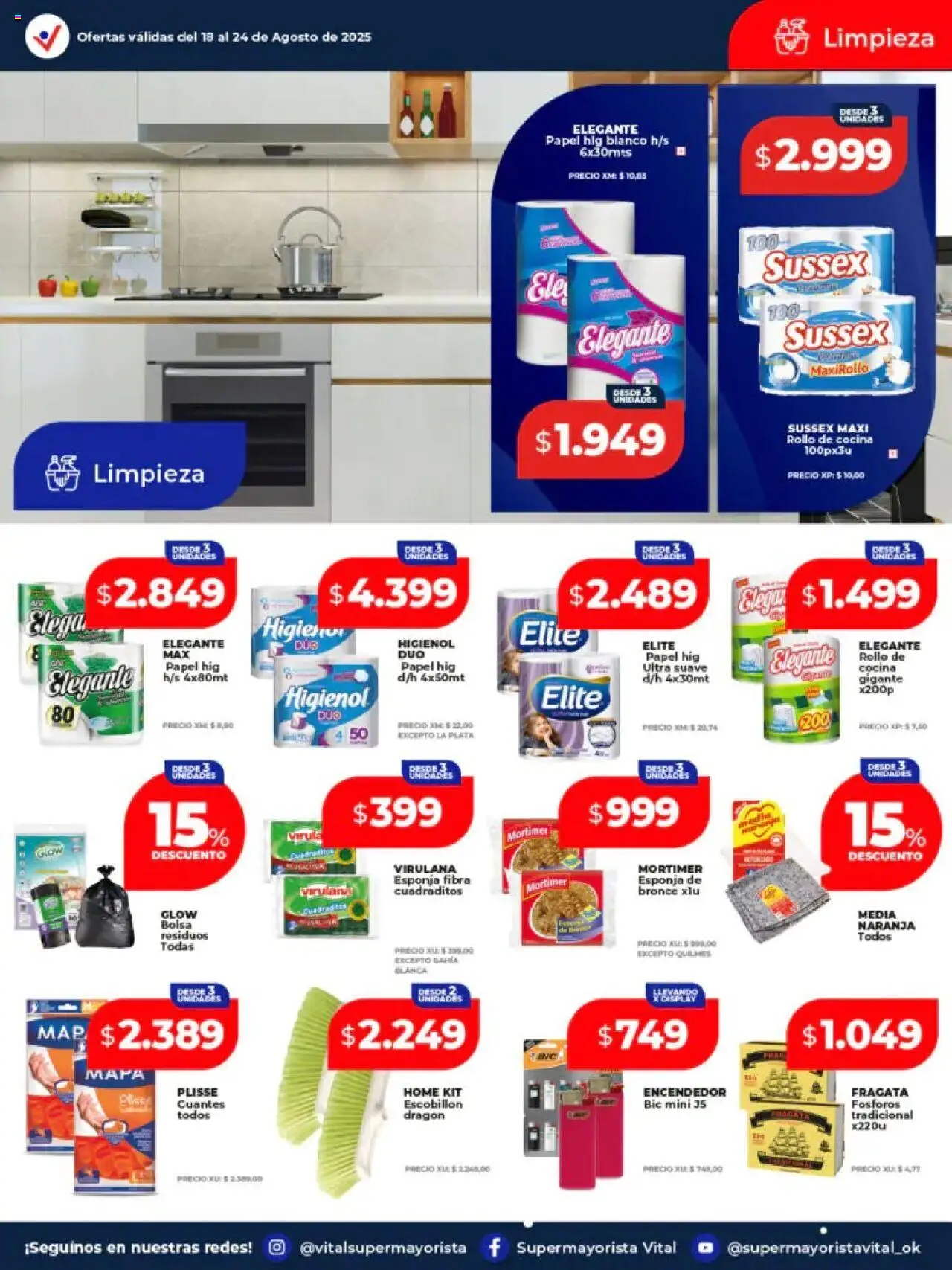 Vital - Ofertas - Abasto │ válido desde el 18.08.2025 | Página: 8 | Productos: Fósforos, Encendedor, Bolsa, Esponja