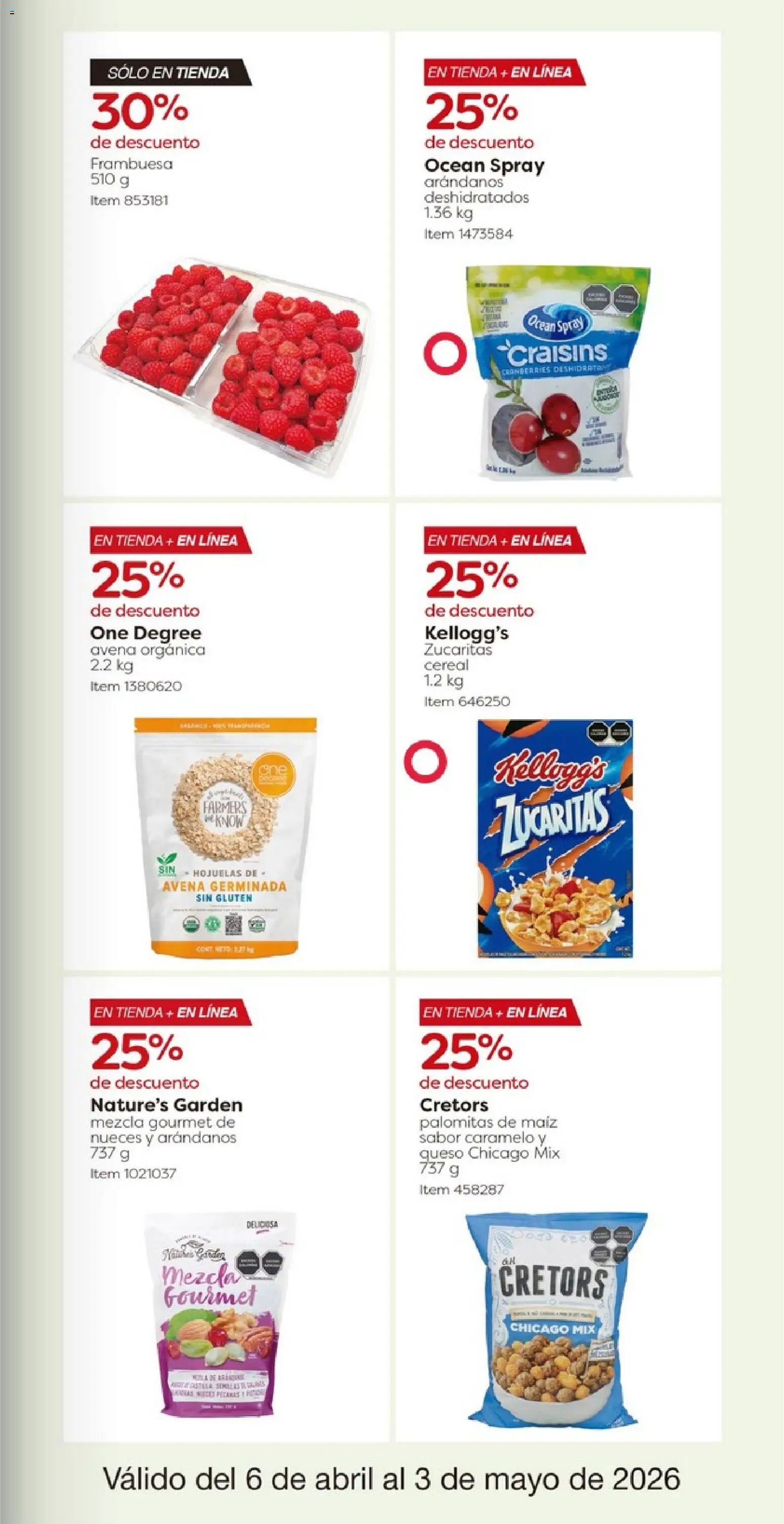 Nuevas ofertas de Costco válidas en toda la República Mexicana desde el 06.04.2026. ¡Encuentra las mejores ofertas en Costco catálogo! | Página: 27 | Productos: Queso, Arándanos, Nueces, Hojuelas