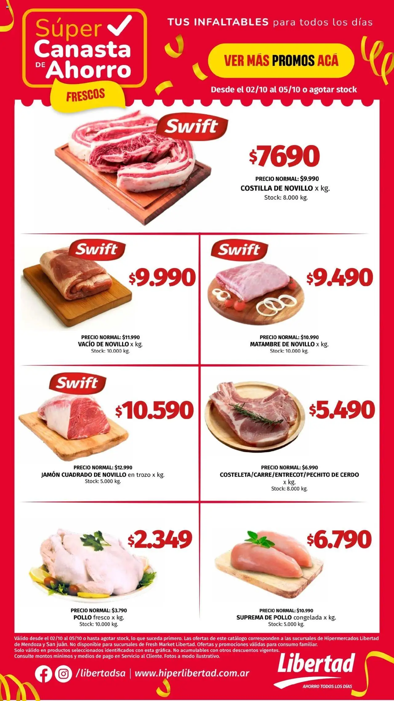 Hipermercado Libertad - Super Canasta de Ahorro Frescos - Cuyo │ válido desde el 02.10.2025 | Página: 1 | Productos: Pollo, Jamón, Cerdo, Canasta