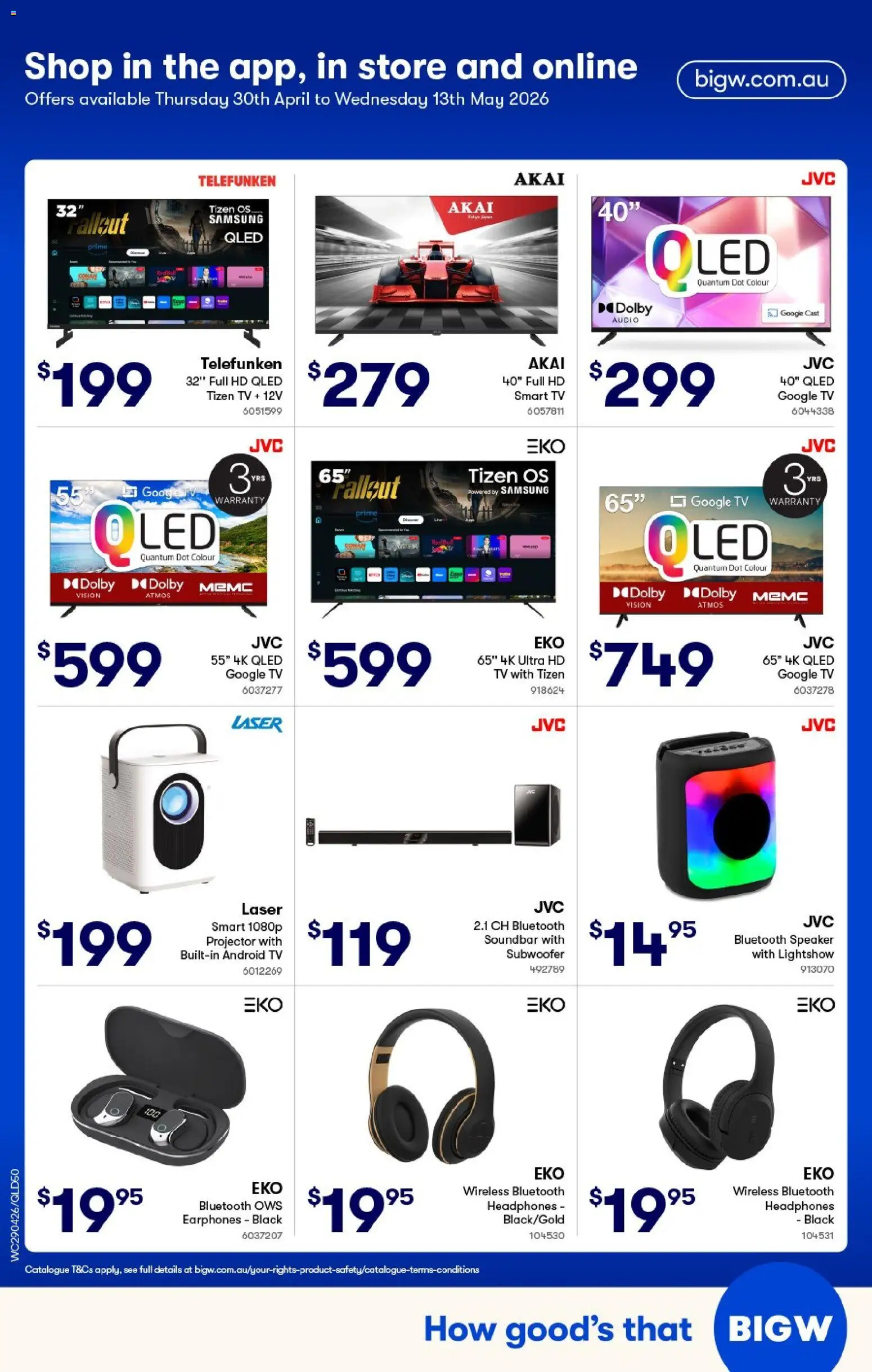 Woolworths catalogue - valid from 29.04.2026 | Page: 50 | Products: Bluetooth speaker, Earphones, Headphones, Smart tv