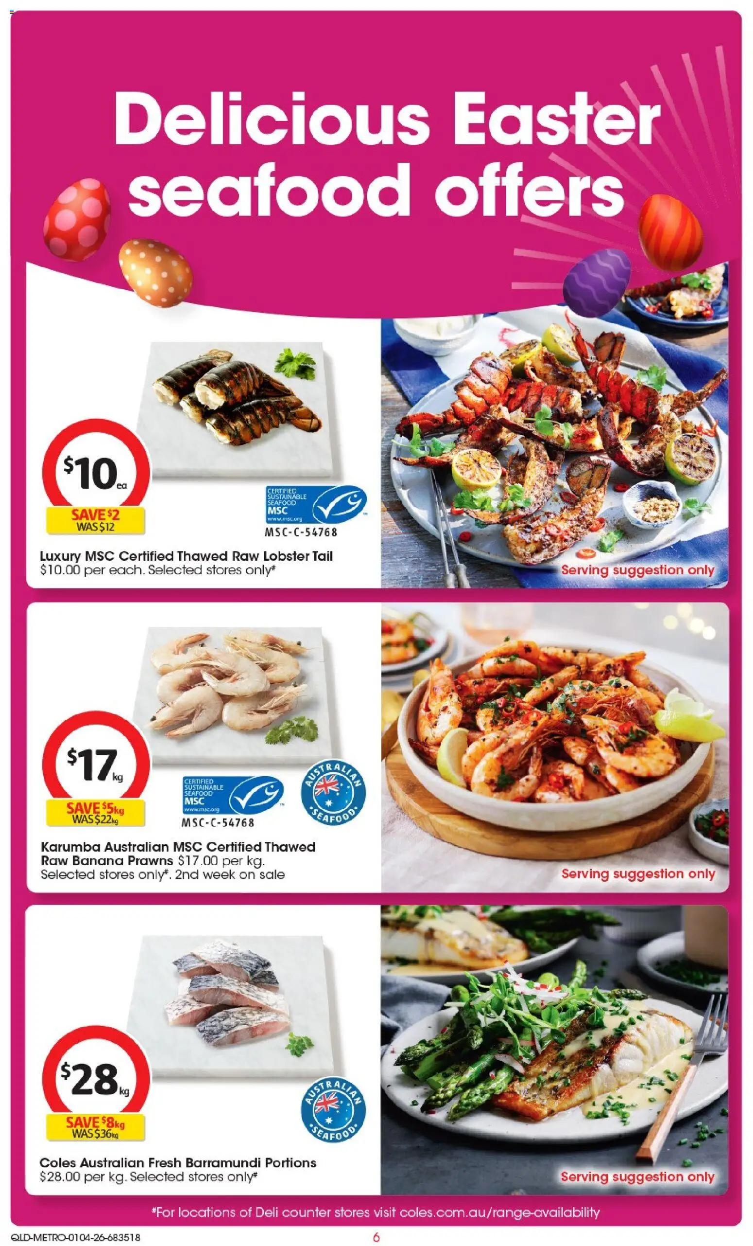 Coles catalogue - valid from 01.04.2026 | Page: 6 | Products: Lobster, Prawns, Sustainable, Seafood