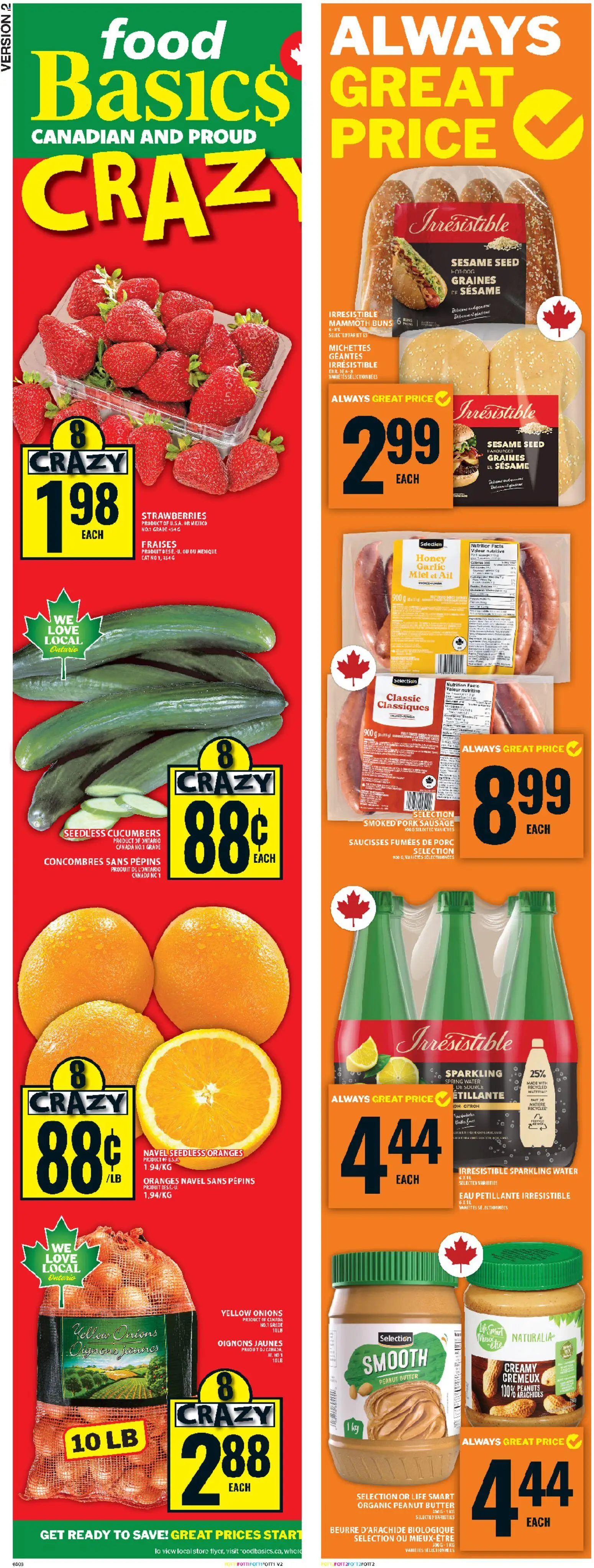 Food Basics flyer valid from 23.04.2026 | Page: 2 | Products: Cucumbers, Butter, Pork, Oranges