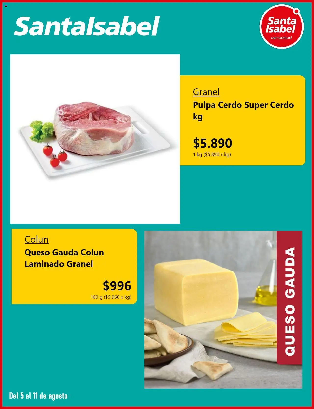 Santa Isabel ofertas  │ válido desde el 05.08.2025 | Página: 2 | Productos: Queso, Cerdo