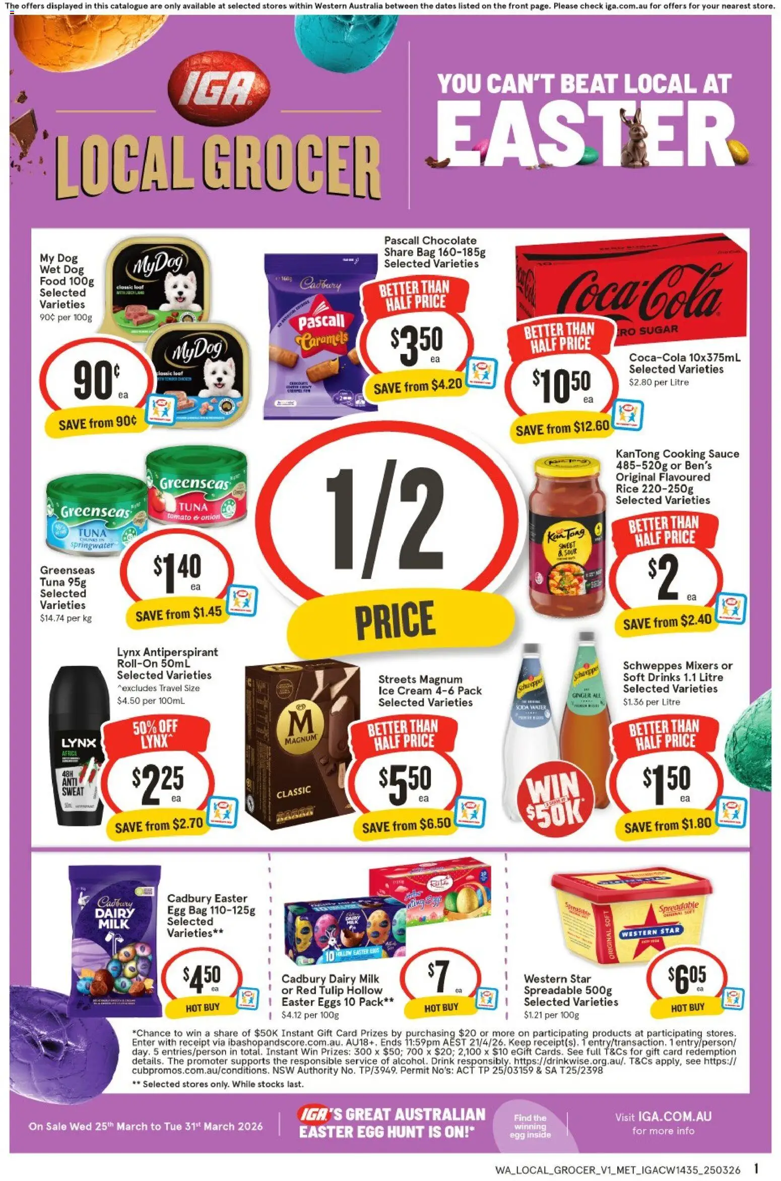 IGA catalogue - valid from 25.03.2026 | Page: 1 | Products: Cream, Soft drinks, Tuna, Bag