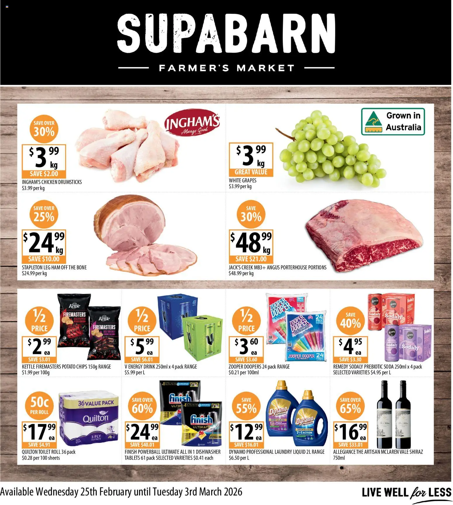Supabarn catalogue - valid from 25.02.2026 | Page: 1 | Products: Ham, Beef, Dishwasher, Kettle