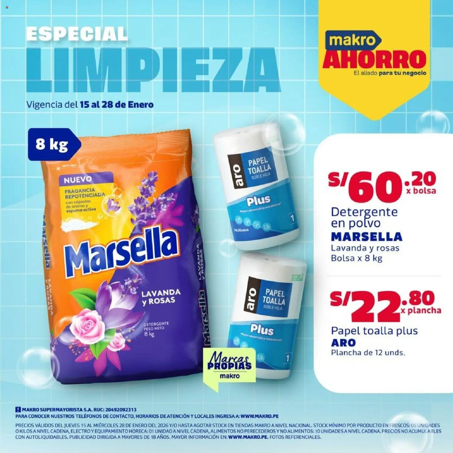Catálogo Makro válido desde 15.01.2026 | Página: 1 | Productos: Bolsa, Peso, Fragancia, Polvo