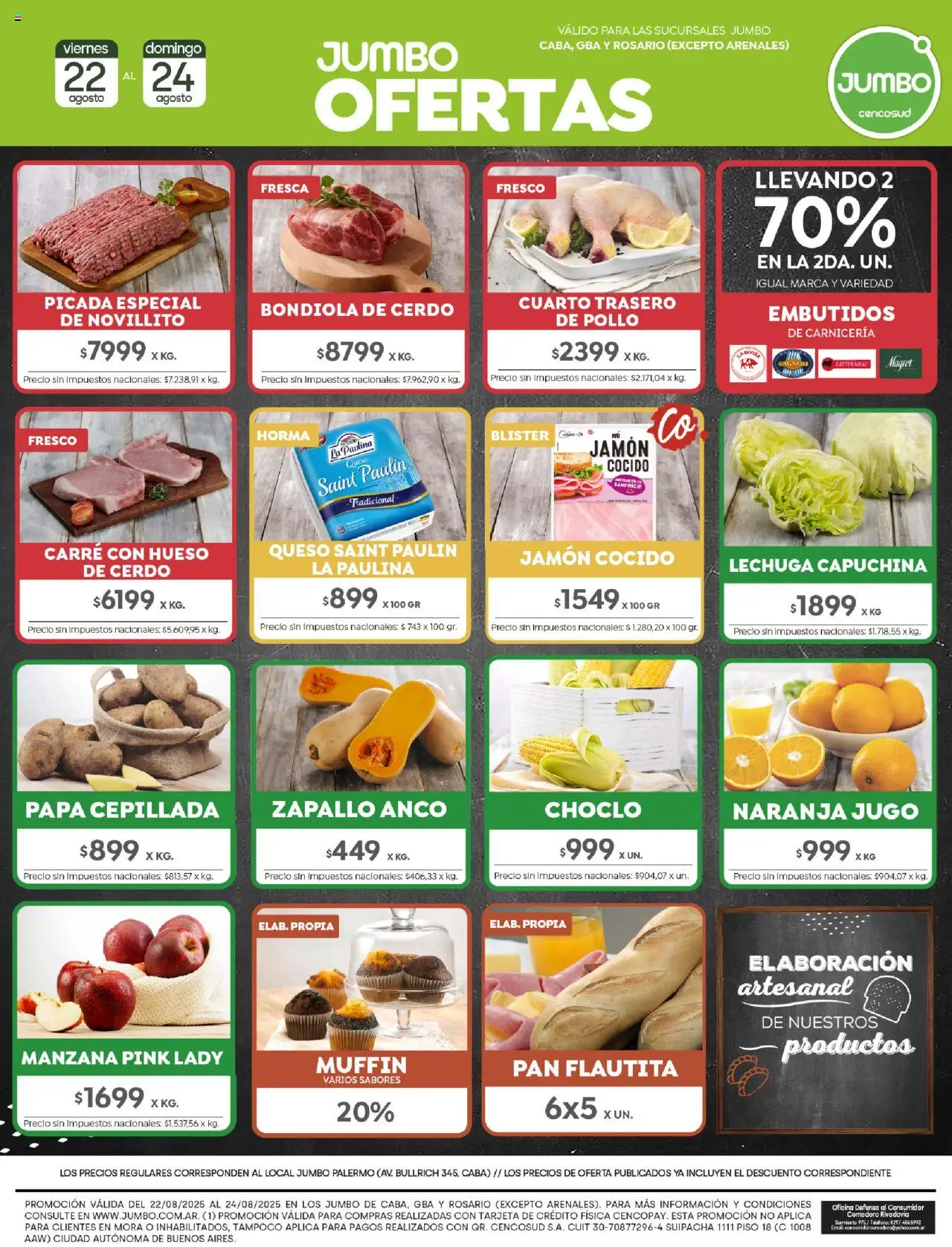 Jumbo ofertas │ válido desde el 22.08.2025 | Página: 8 | Productos: Rosario, Jamón cocido, Jamón, Jugo