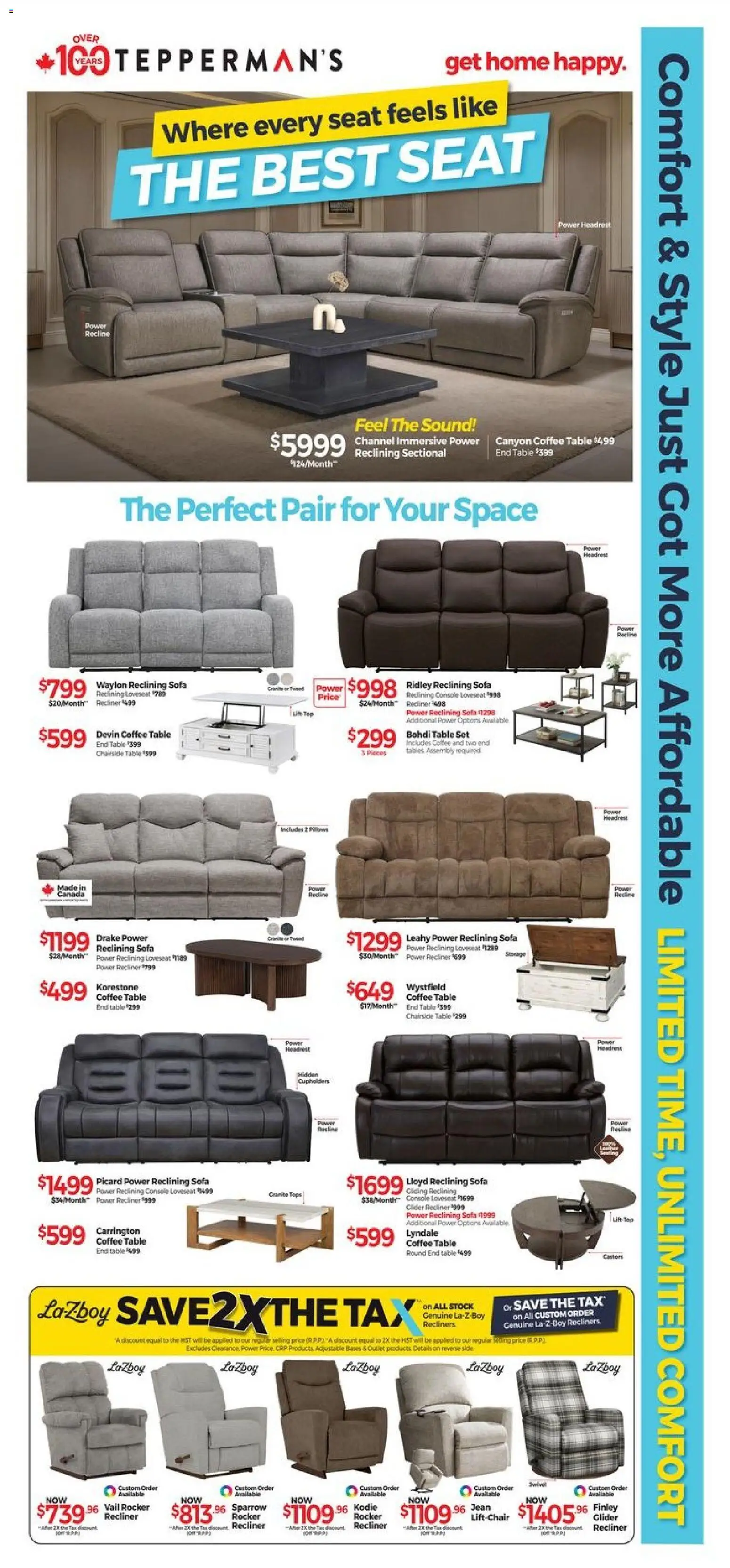 Tepperman's flyer valid from 24.04.2026 | Page: 1 | Products: Tablet, Sofa, Table, Coffee