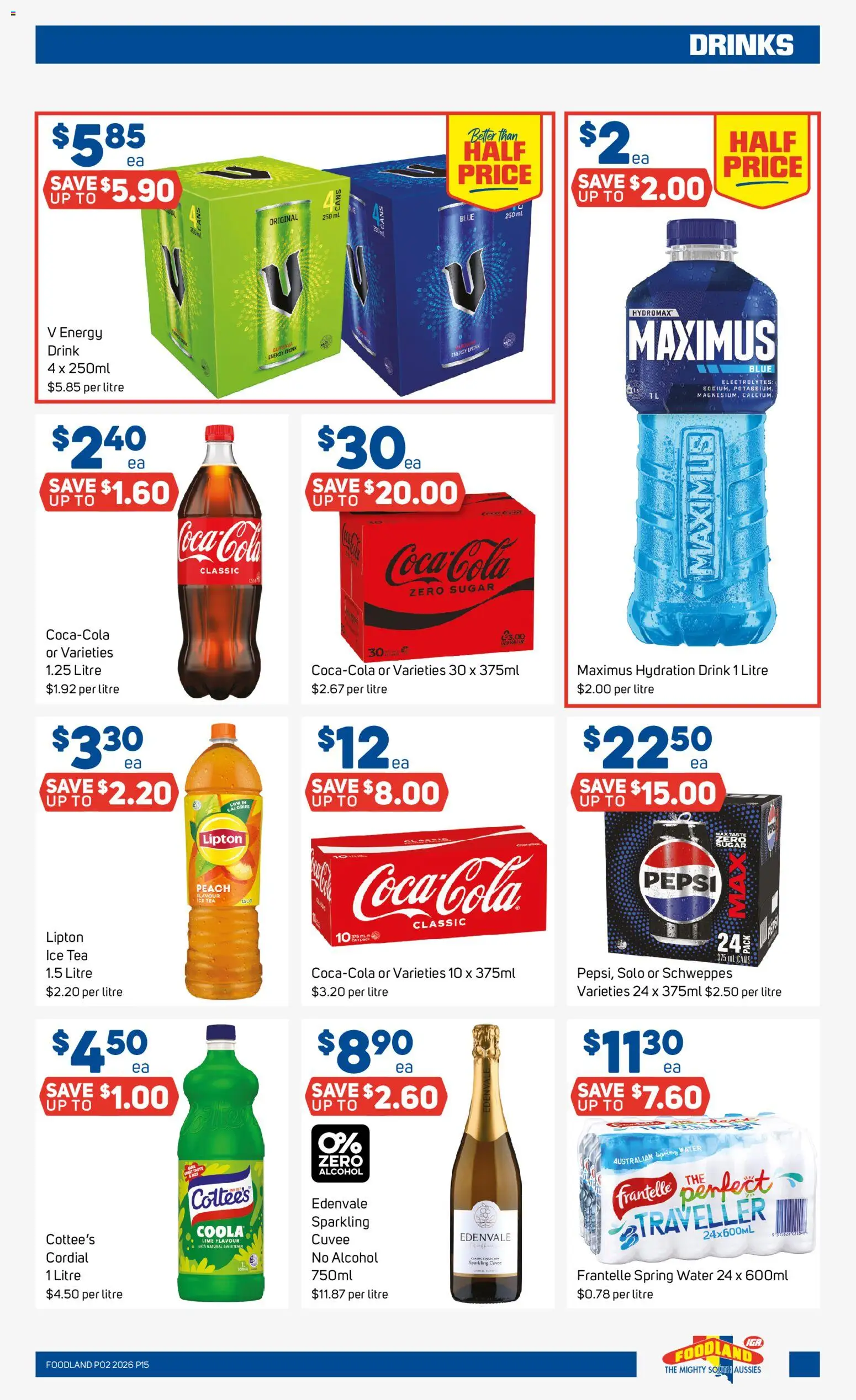 Foodland catalogue - valid from 07.01.2026 | Page: 15 | Products: Energy drink, Pepsi, Water, Peach