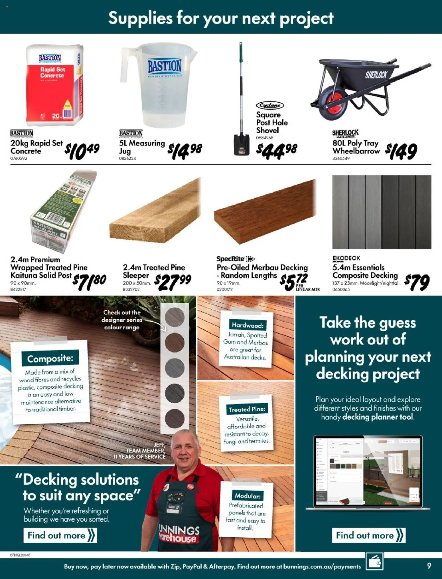 Bunnings Warehouse catalogue - valid from 11.03.2026 | Page: 9 | Products: Shovel, Gum, Decking, Suit