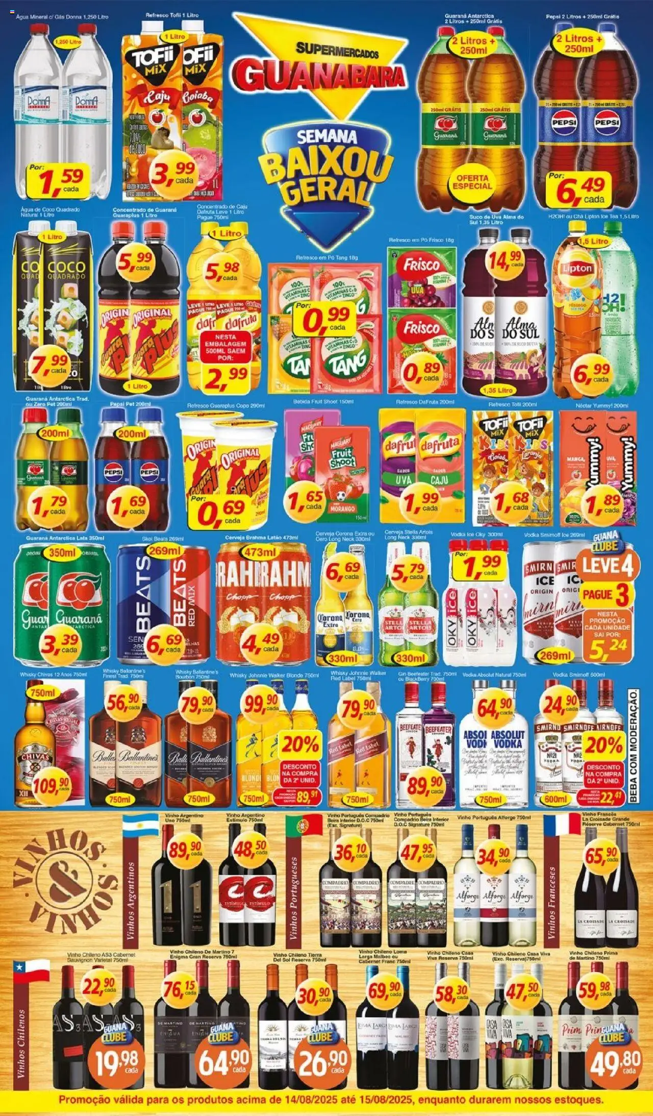 Supermercados Guanabara Folheto - válido de 14.08.2025 | Página: 4 | Produtos: Caju, Vinho, Cerveja, Vodka