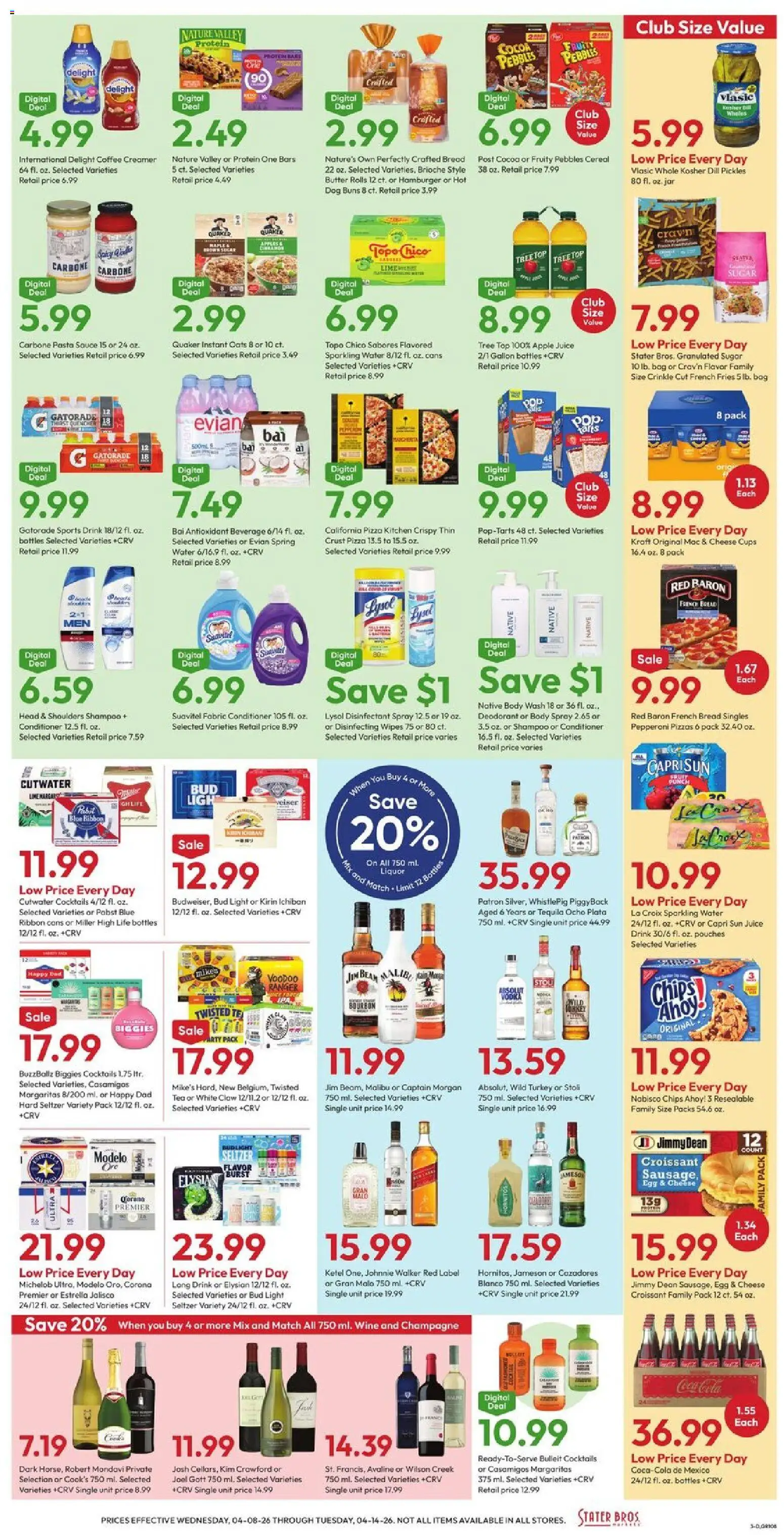 Stater Bros Weekly Ad - valid from 08.04.2026 | Page: 3 | Products: Cheese, Tea, Pasta, Sugar
