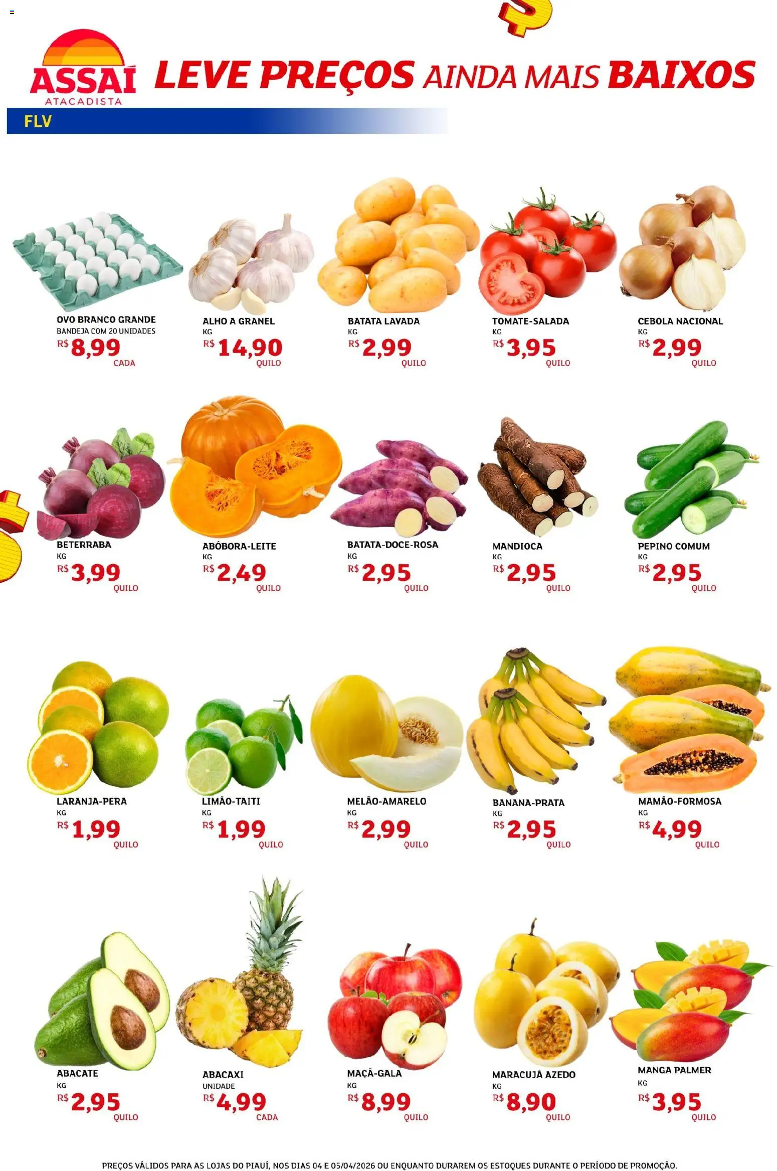 Assaí Atacadista Folheto - válido de 04.04.2026 | Página: 2 | Produtos: Maracujá, Cebola, Abacaxi, Batata
