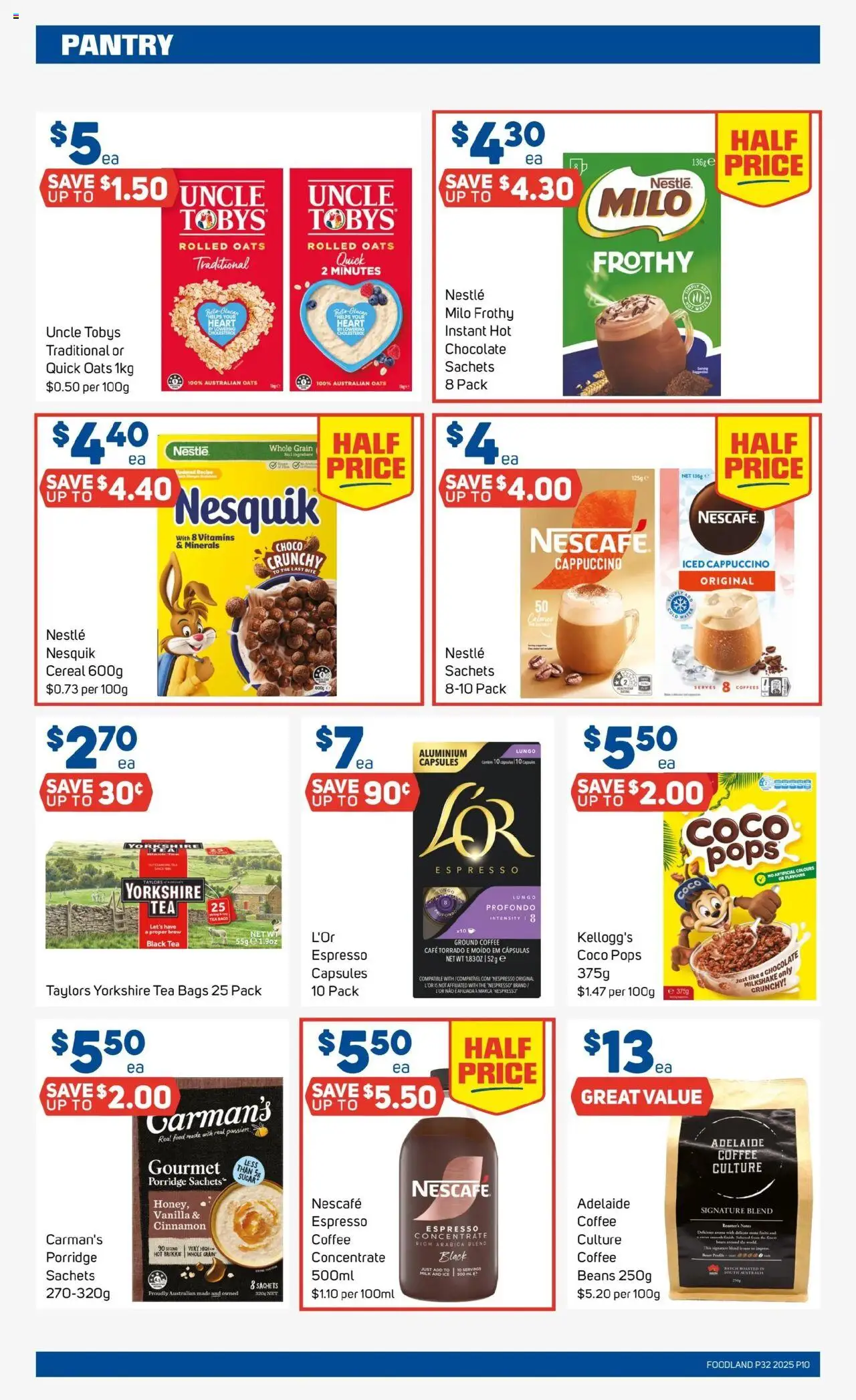 Foodland catalogue - valid from 06.08.2025 | Page: 10 | Products: Milk, Coffee, Chocolate, Oats