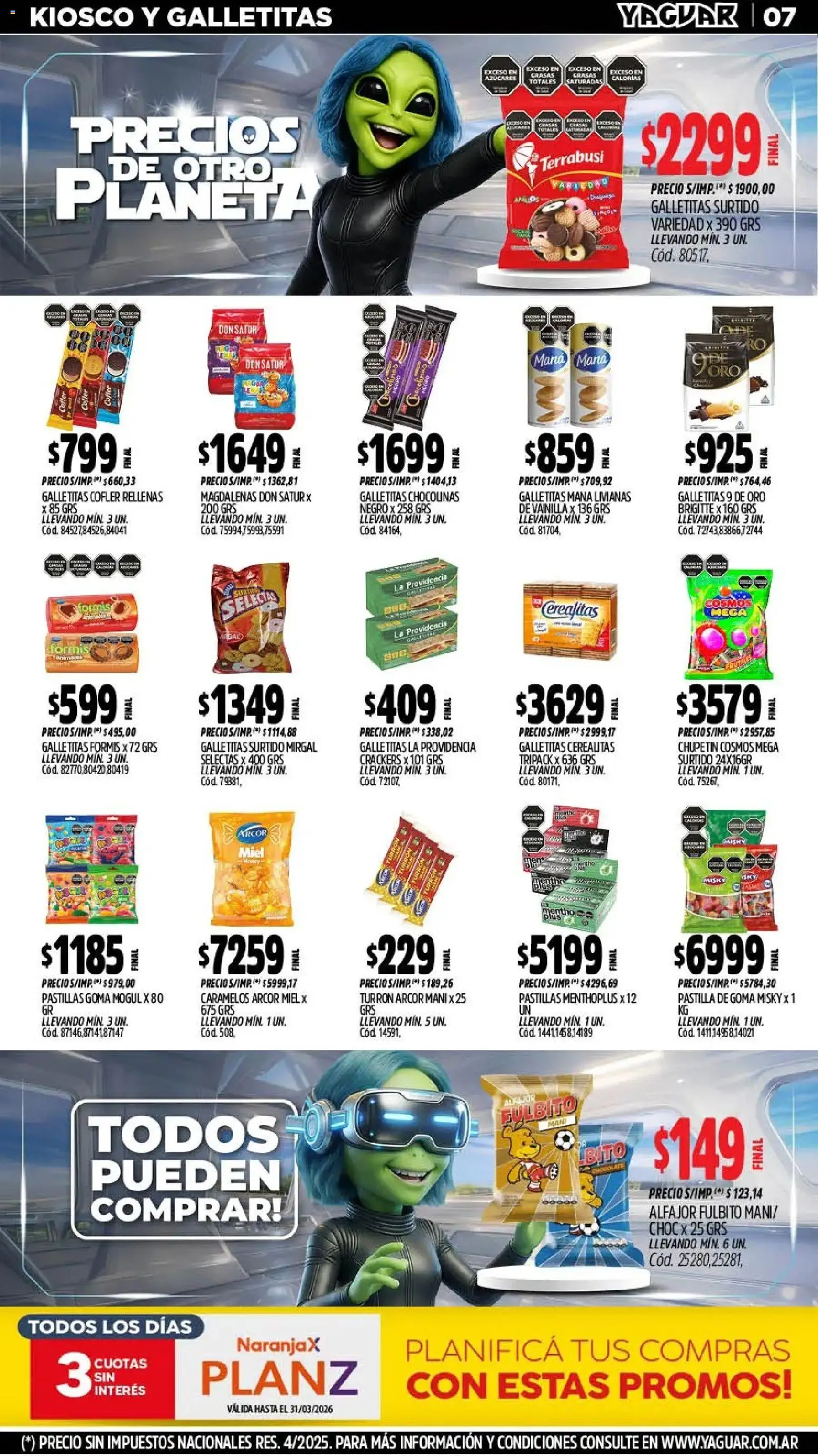 Yaguar - Oferta Semanal Jujuy │ válido desde el 02.03.2026 | Página: 7 | Productos: Galletitas, Mani, Alfajor, Turrón