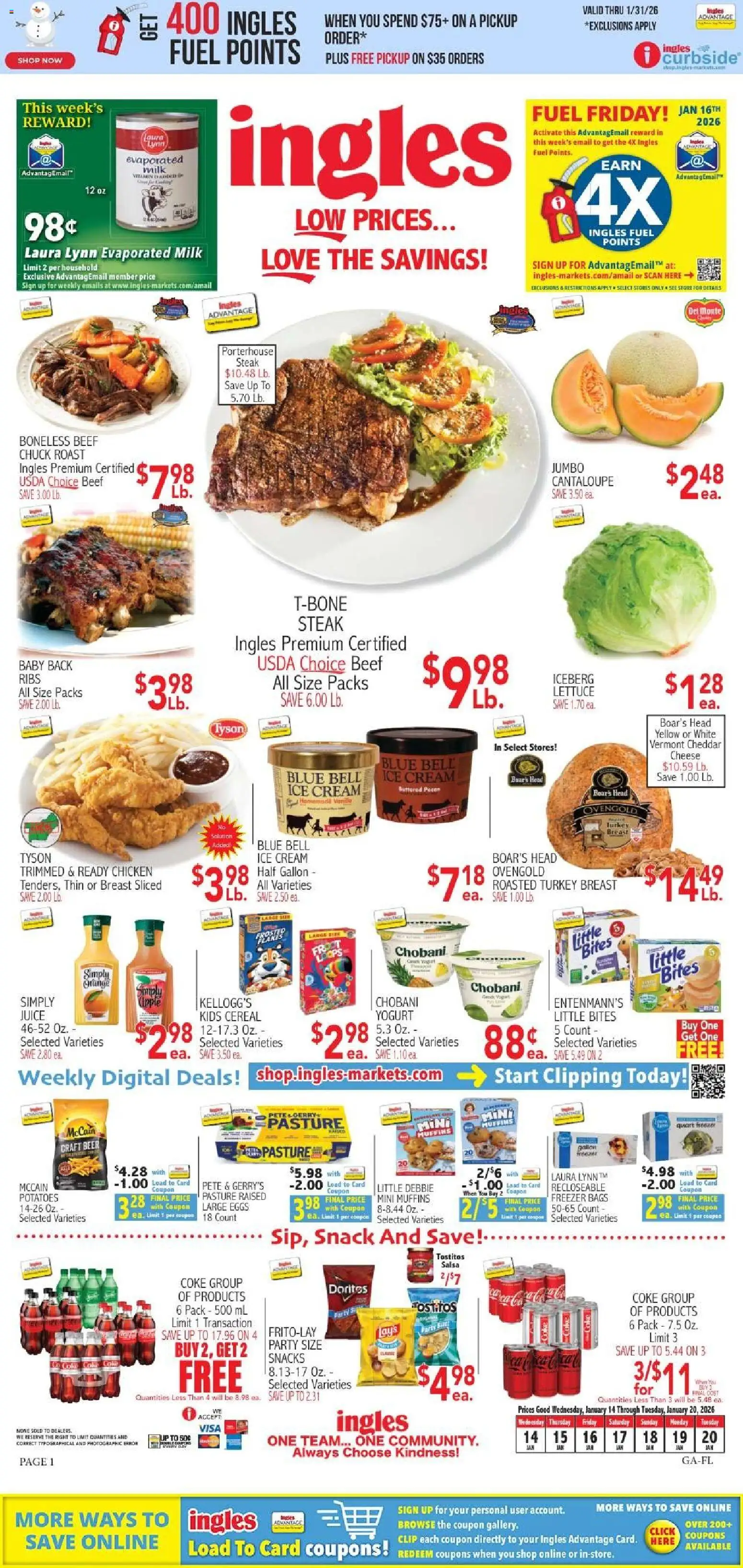 Ingles Weekly Ad - valid from 14.01.2026 | Page: 9 | Products: Lettuce, Clip, Milk, Beer