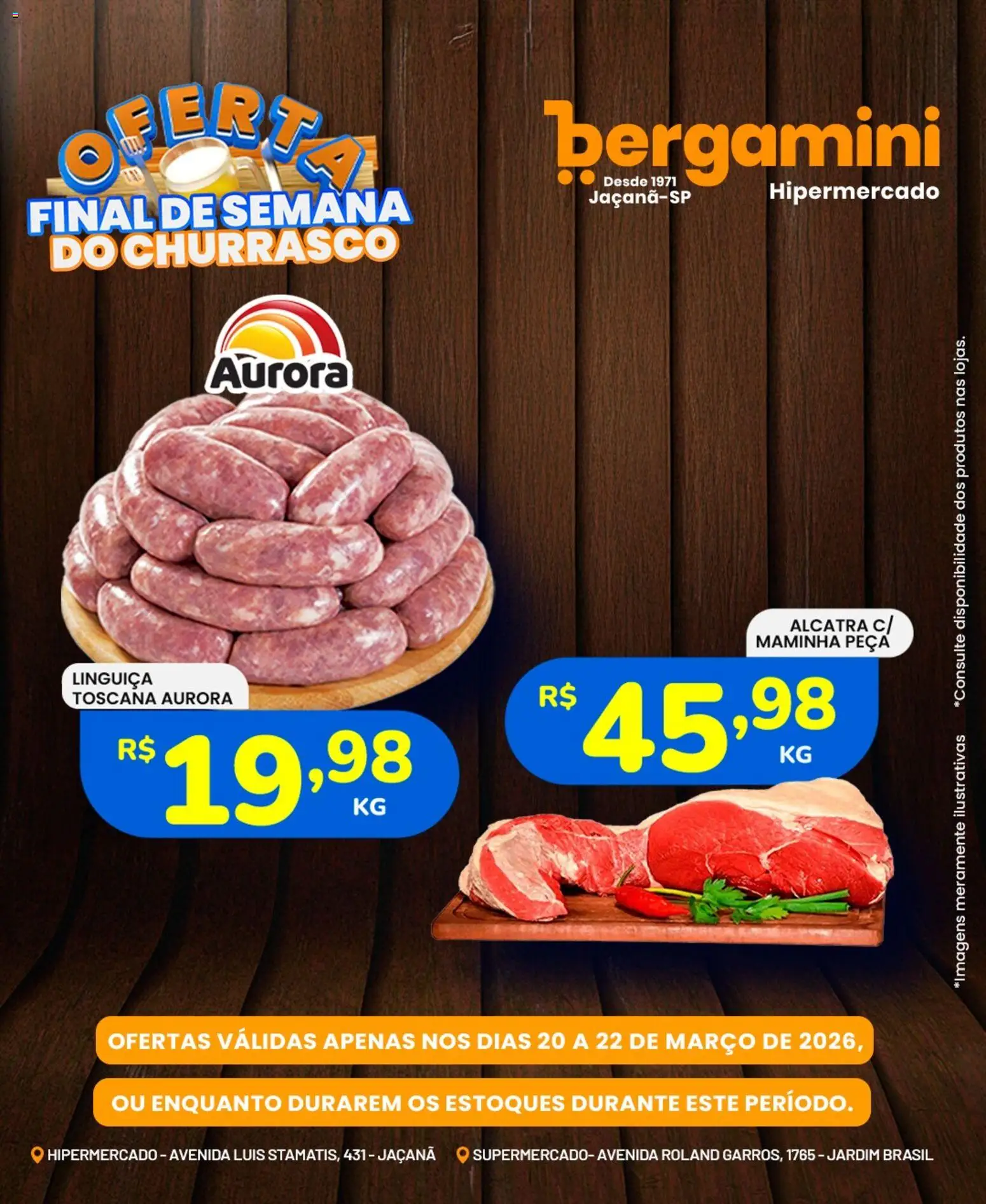 Supermercado Bergamini Folheto - válido de 20.03.2026 | Página: 1 | Produtos: Linguiça, Alcatra, Maminha