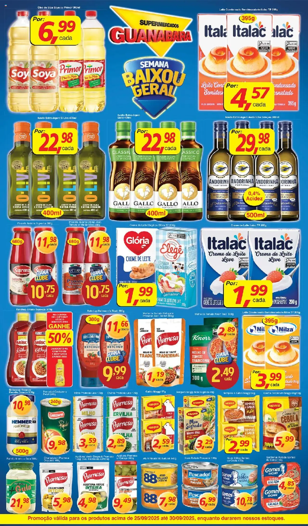 Supermercados Guanabara Folheto - válido de 25.09.2025 | Página: 3 | Produtos: Cebola, Champignon, Azeite, Primer