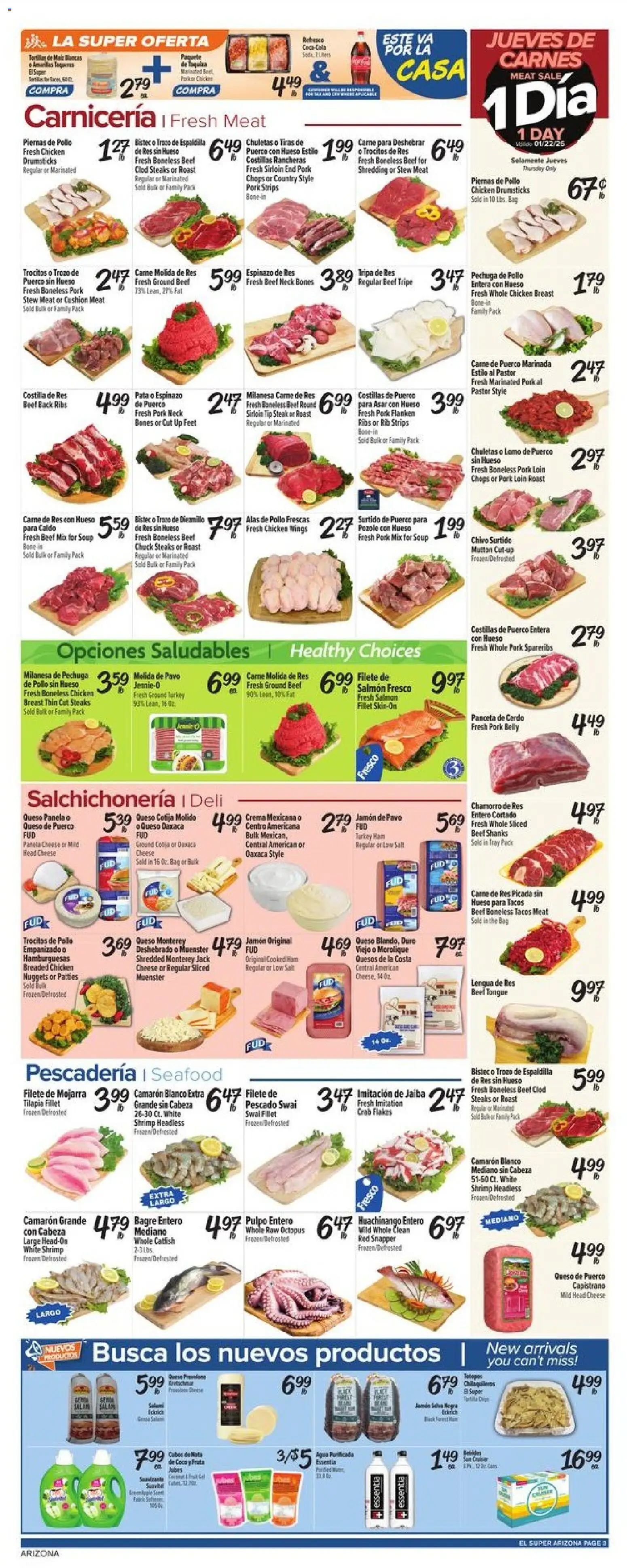 El Super Weekly Ad - AK - valid from 21.01.2026 | Page: 3 | Products: Cheese, Pork, Cushion, Seafood