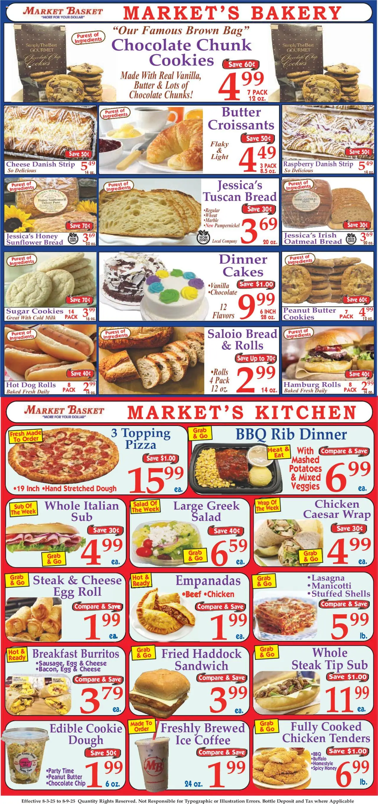 Market Basket Ad - valid from 03.08.2025 | Page: 8 | Products: Bakery, Basket, Cheese, Raspberry