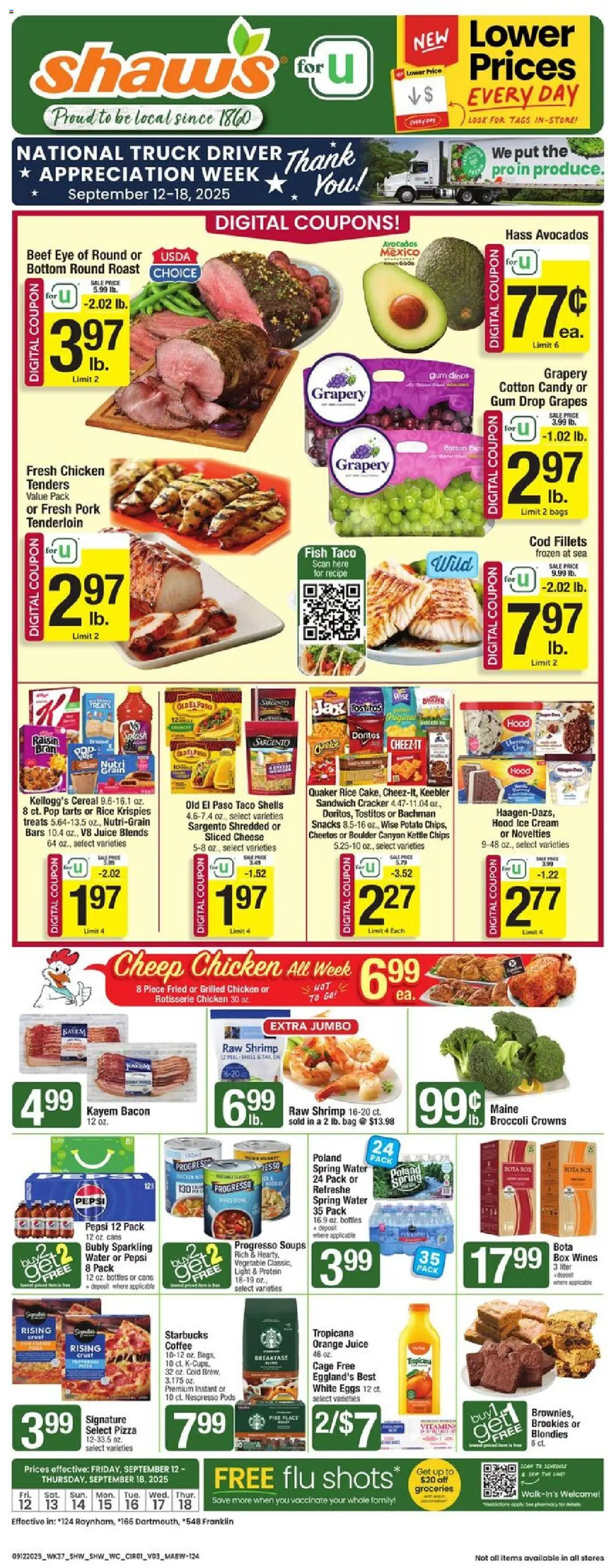 Shaw's Weekly Ad - MA - valid from 12.09.2025 | Page: 1 | Products: Broccoli, Box, Eggs, Coffee