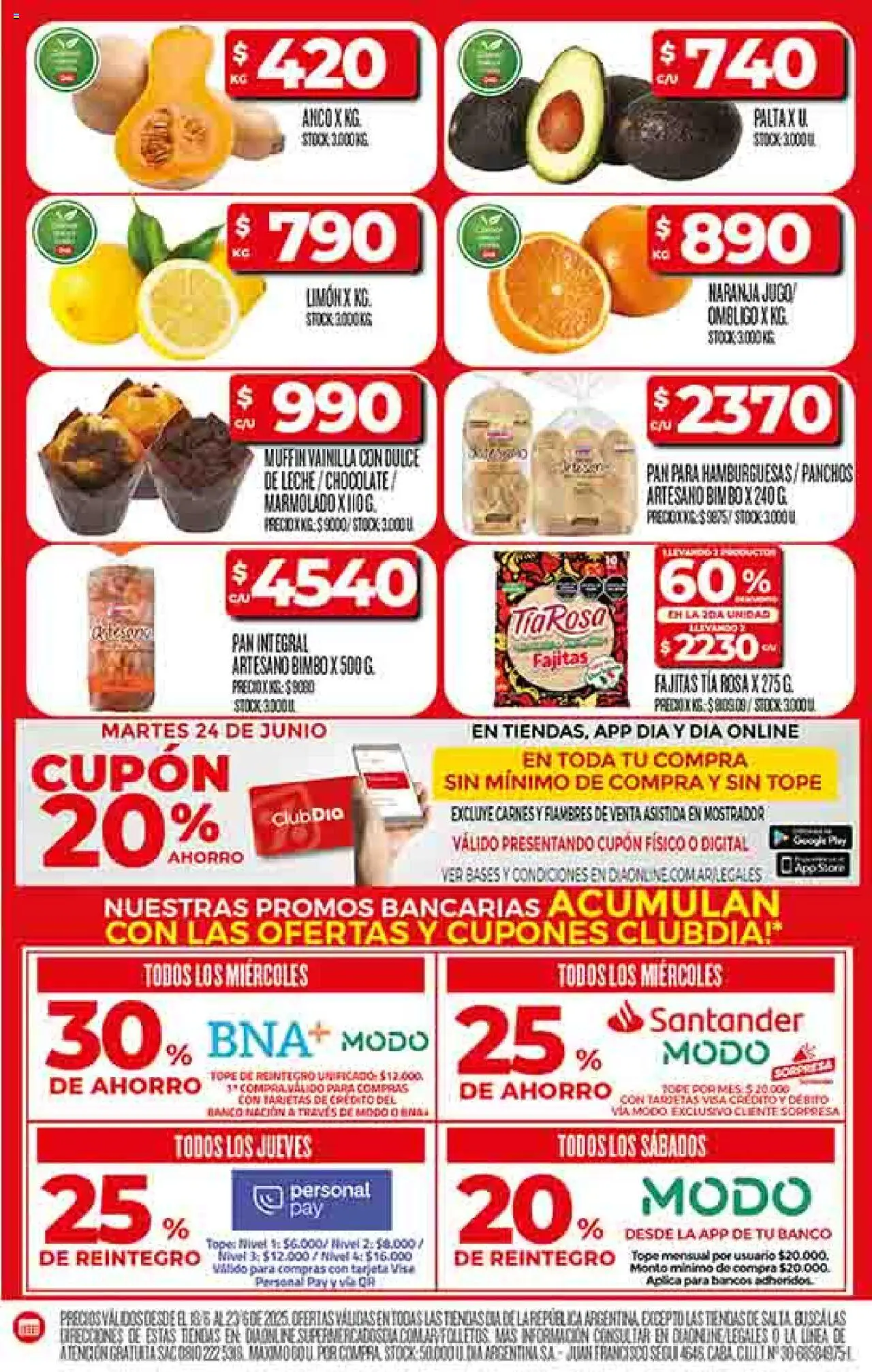 Supermercado DIA Ofertas │ válido desde el 18.06.2025 | Página: 4 | Productos: Banco, Limón, Pan, Jugo