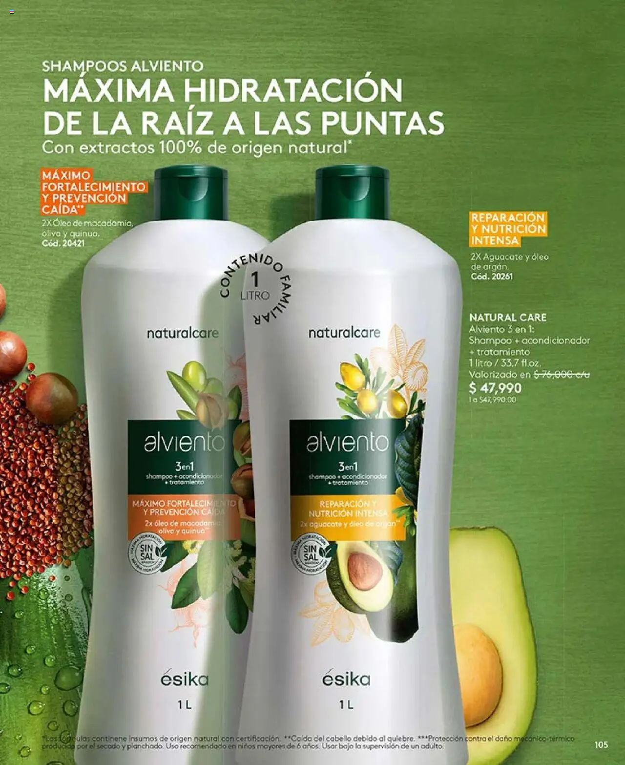 Ésika revista - valida desde el 16.06.2025 | Página: 105 | Productos: Aguacate, Shampoo, Acondicionador, Oliva