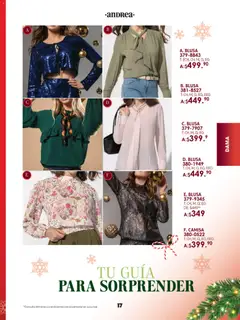 Vista previa de Andrea catálogo Guía de regalos, nuevo folleto de la tienda, válido en México a partir del 23.11.2025 | Página: 17 | Productos: Blusa, Camisa