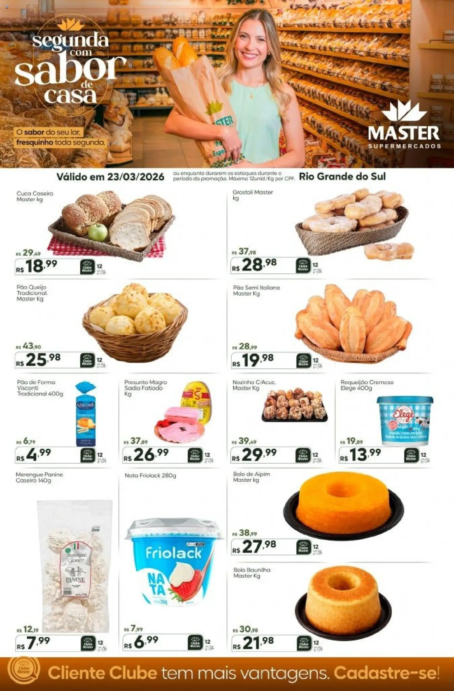 Master Folheto - válido de 23.03.2026 | Página: 1 | Produtos: Queijo, Presunto, Bolo, Requeijão