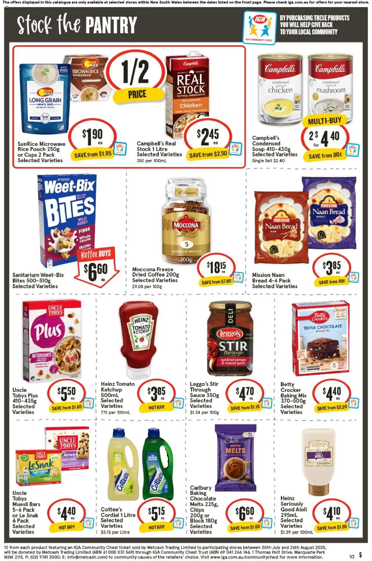 IGA catalogue - valid from 20.08.2025 | Page: 5 | Products: Chocolate, Chicken, Strawberries, Bag