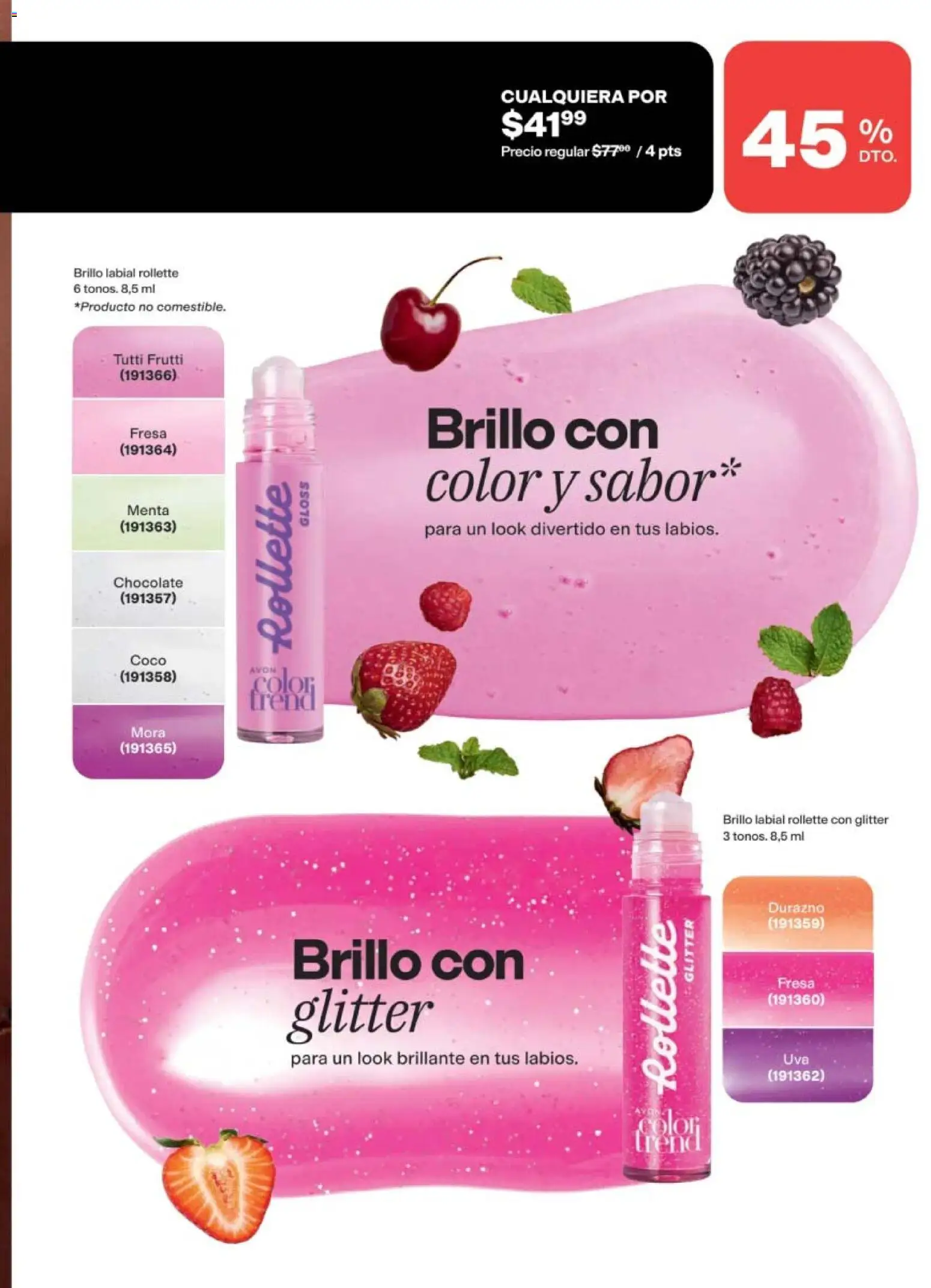 Nuevas ofertas de AVON válidas en toda la República Mexicana desde el 24.04.2026. ¡Encuentra las mejores ofertas en AVON campaña 7 2026! | Página: 47 | Productos: Fresa, Durazno, Brillo, Chocolate