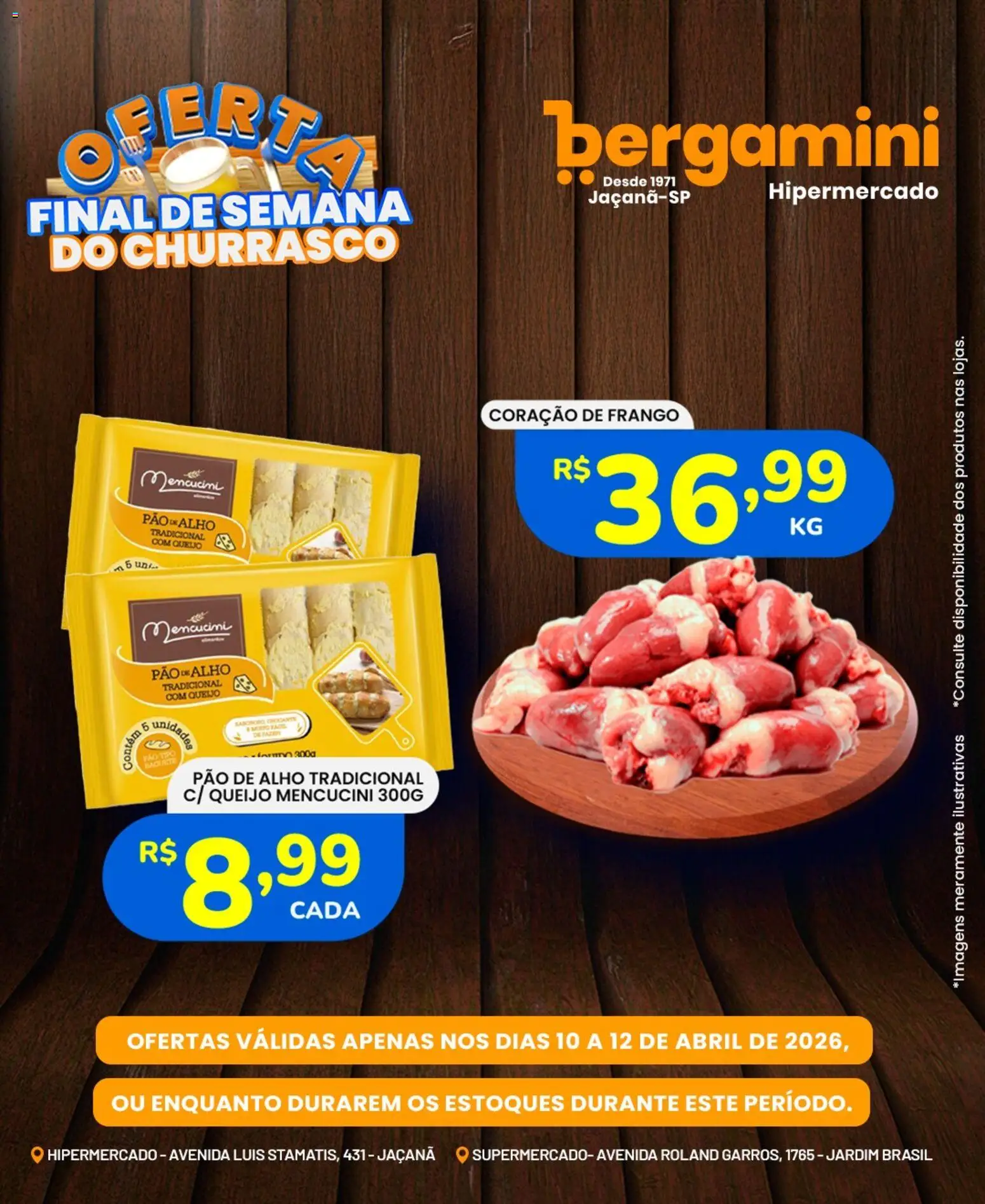 Supermercado Bergamini Folheto - válido de 10.04.2026 | Página: 4 | Produtos: Alho, Pao de alho, Coração de frango, Queijo
