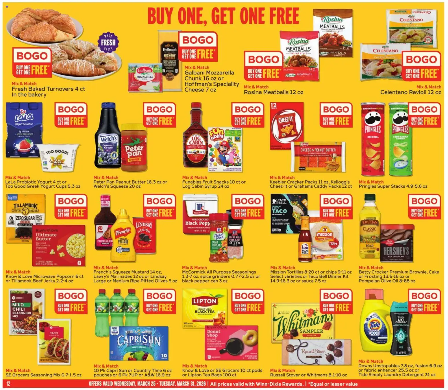 Winn Dixie Weekly Ad - valid from 25.03.2026 | Page: 12 | Products: Bakery, Pan, Beef, Detergent