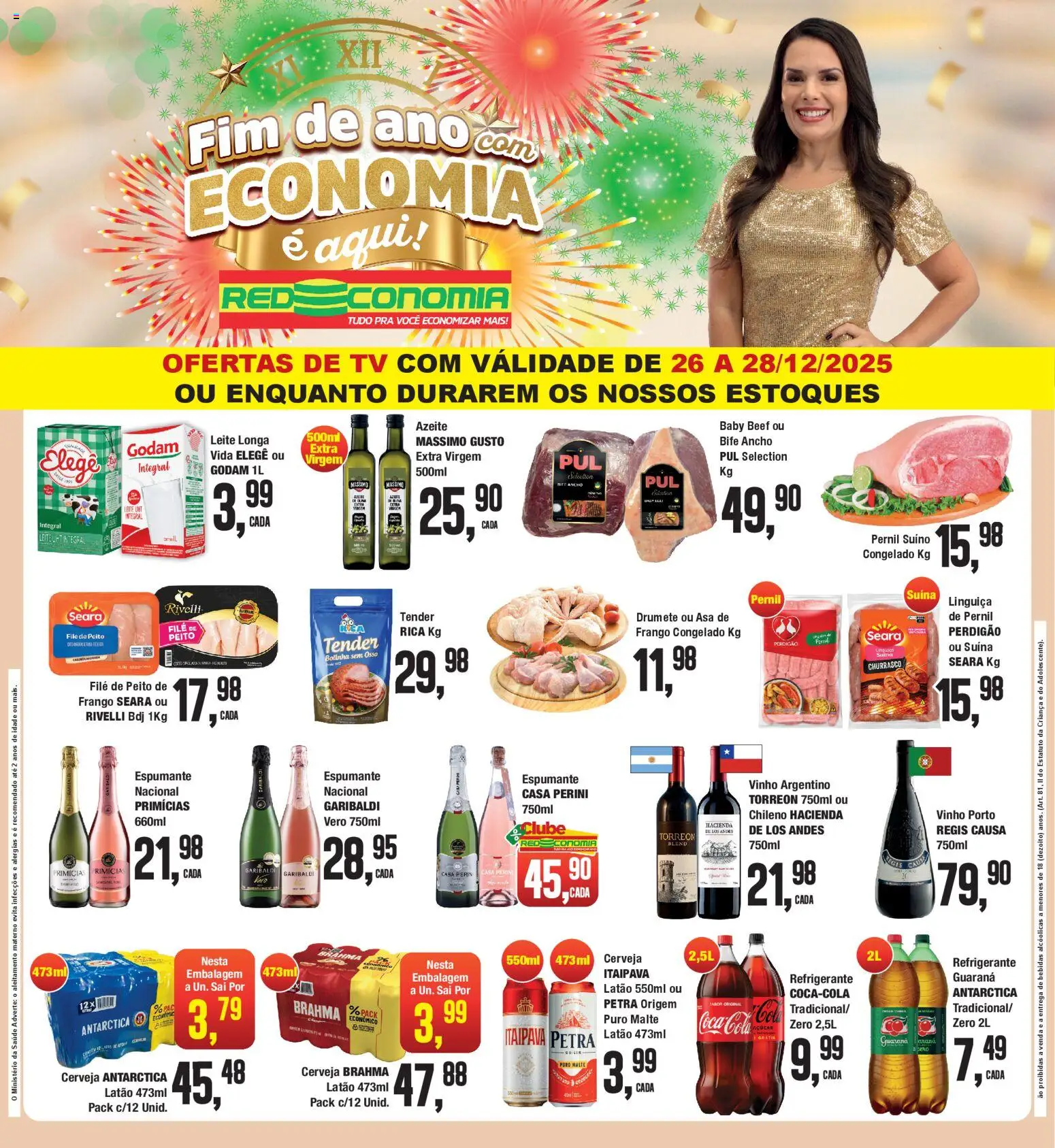 RedEconomia Folheto - válido de 26.12.2025 | Página: 1 | Produtos: Espumante, Pernil, Leite, Cerveja