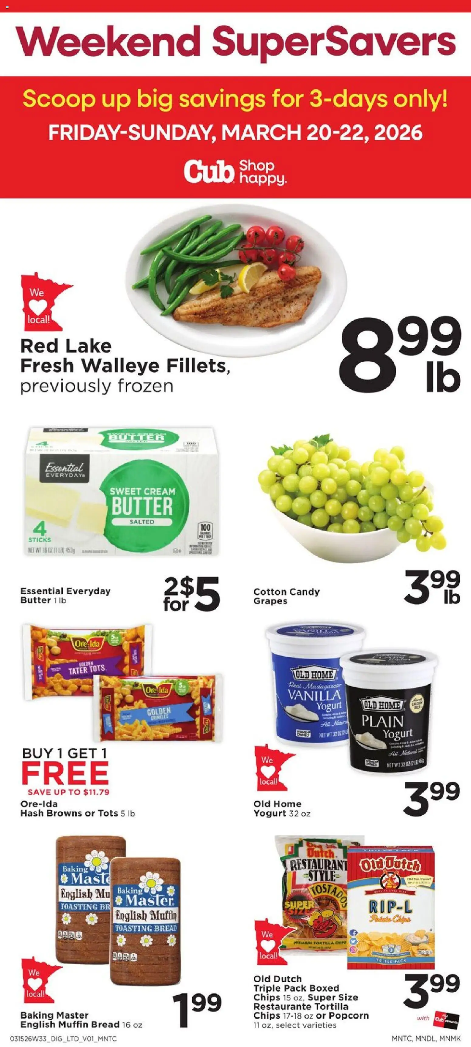 Cub Foods Weekly Ad - valid from 15.03.2026 | Page: 7 | Products: Yogurt, Bread, Chips, Grapes