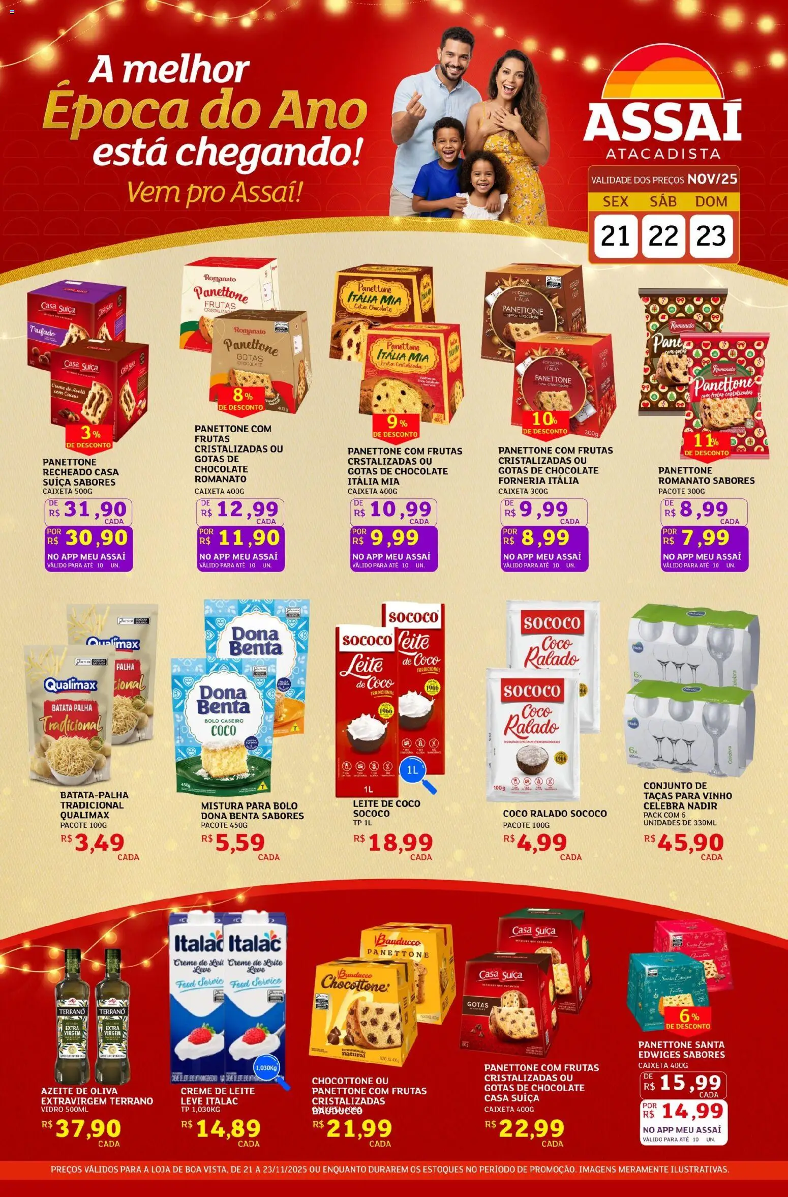 Assaí Atacadista Folheto - válido de 21.11.2025 | Página: 1 | Produtos: Taças, Leite, Chocolate, Vinho