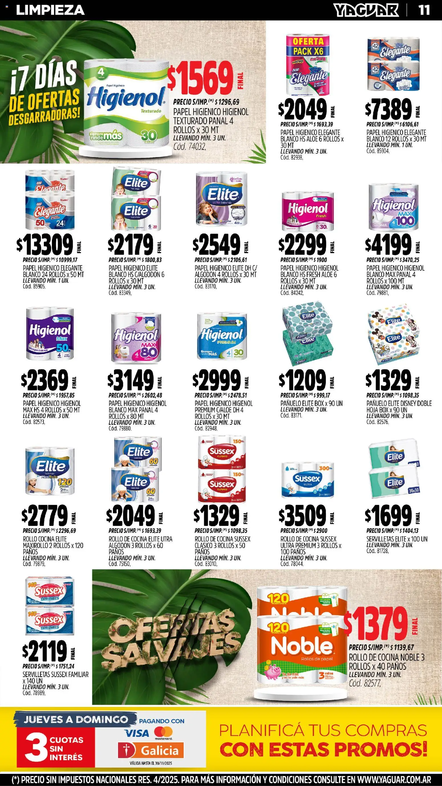 Yaguar - San Juan │ válido desde el 03.11.2025 | Página: 13 | Productos: Algodón, Cocina, Servilletas, Té