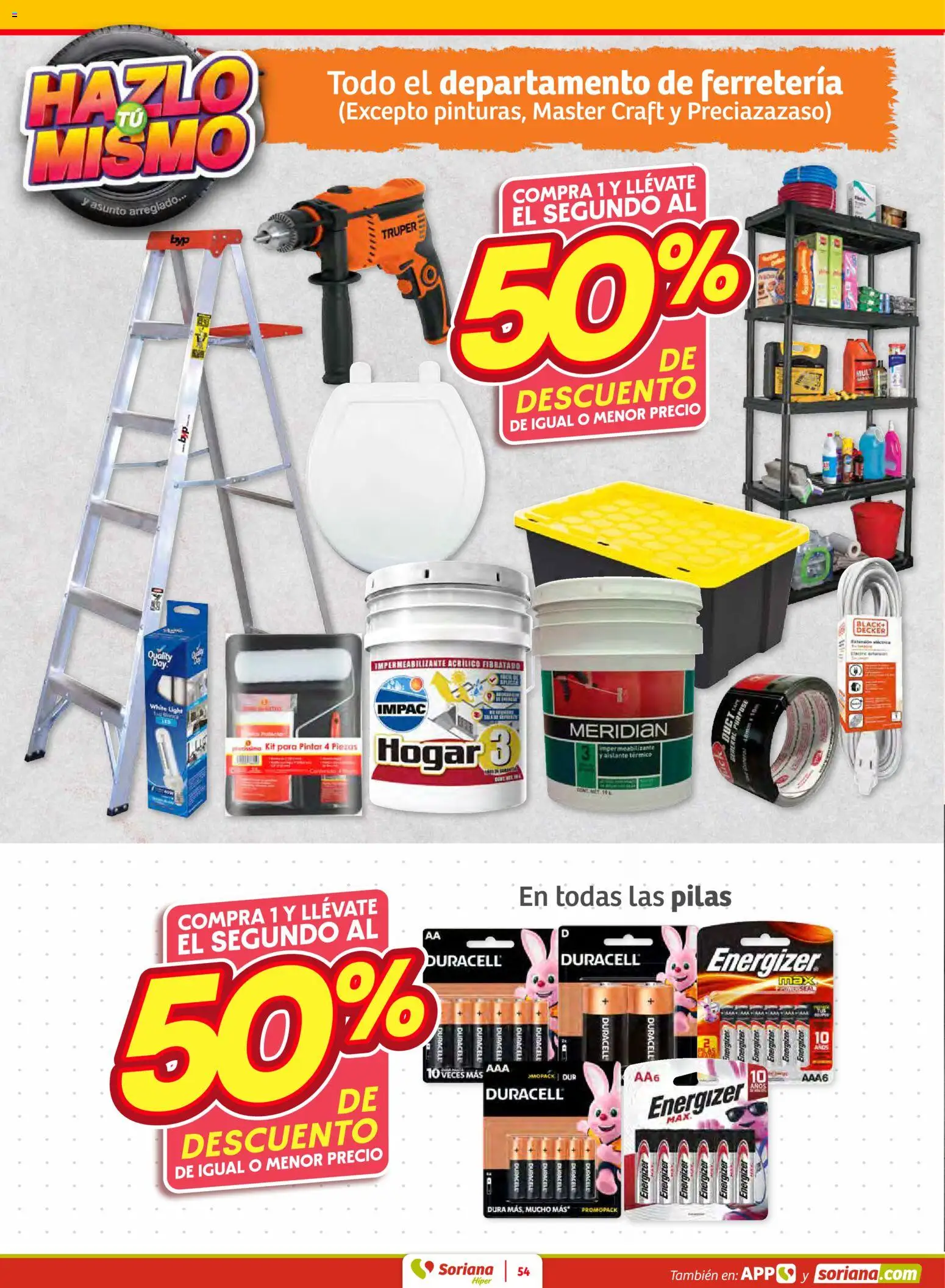 Nuevas ofertas de Soriana válidas en toda la República Mexicana desde el 12.02.2026. ¡Encuentra las mejores ofertas en Soriana - Preciazazaso Híper: Ags, Col, Gto, Jal, Mich! | Página: 54 | Productos: Impermeabilizante, Pilas