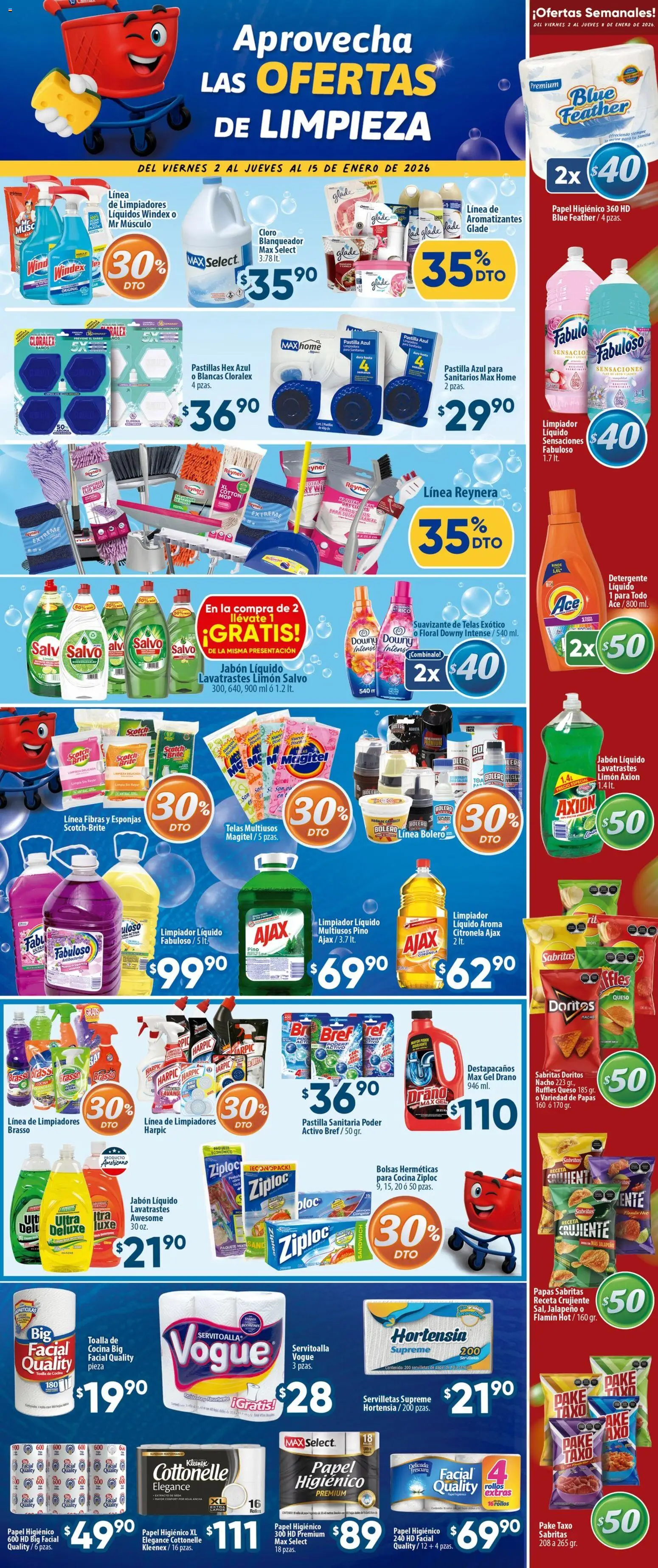 Nuevas ofertas de Calimax válidas en toda la República Mexicana desde el 02.01.2026. ¡Encuentra las mejores ofertas en Calimax folleto Rosarito! | Página: 3 | Productos: Queso, Destapacaños, Toalla, Jabón