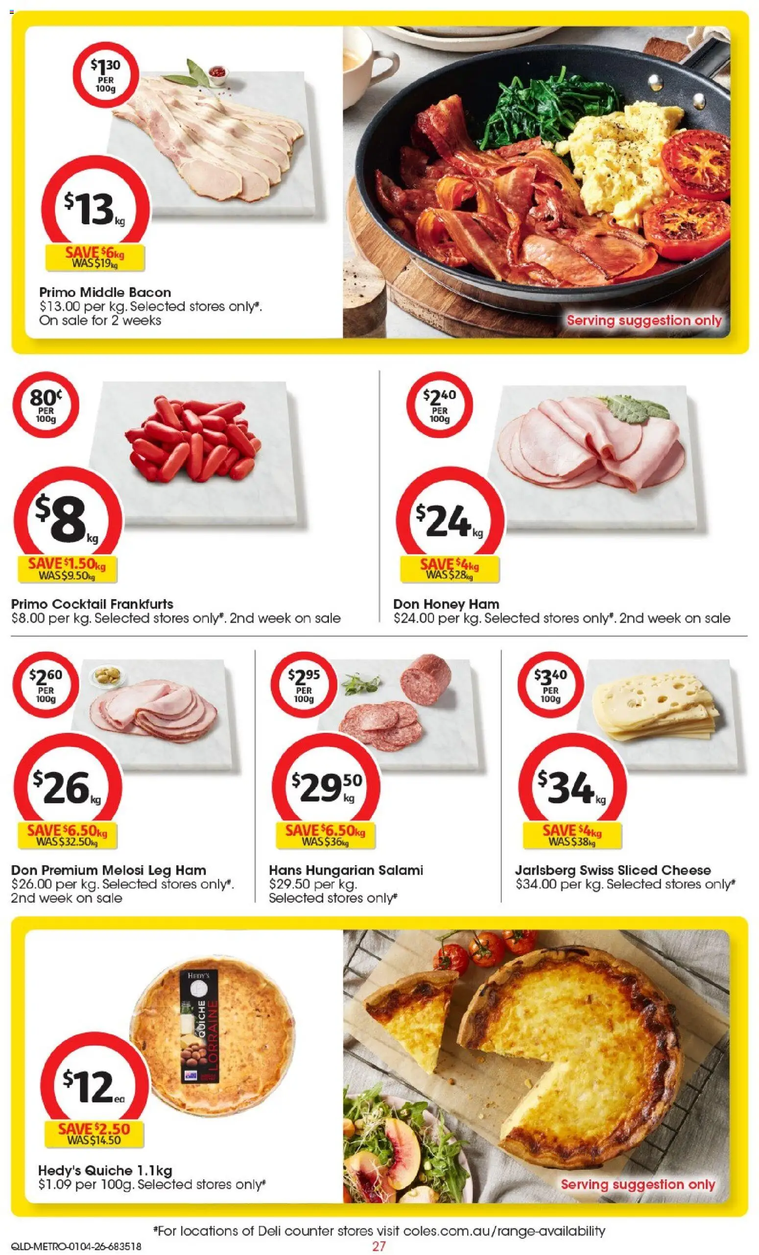 Coles catalogue - valid from 01.04.2026 | Page: 27 | Products: Bacon, Cheese, Ham, Honey