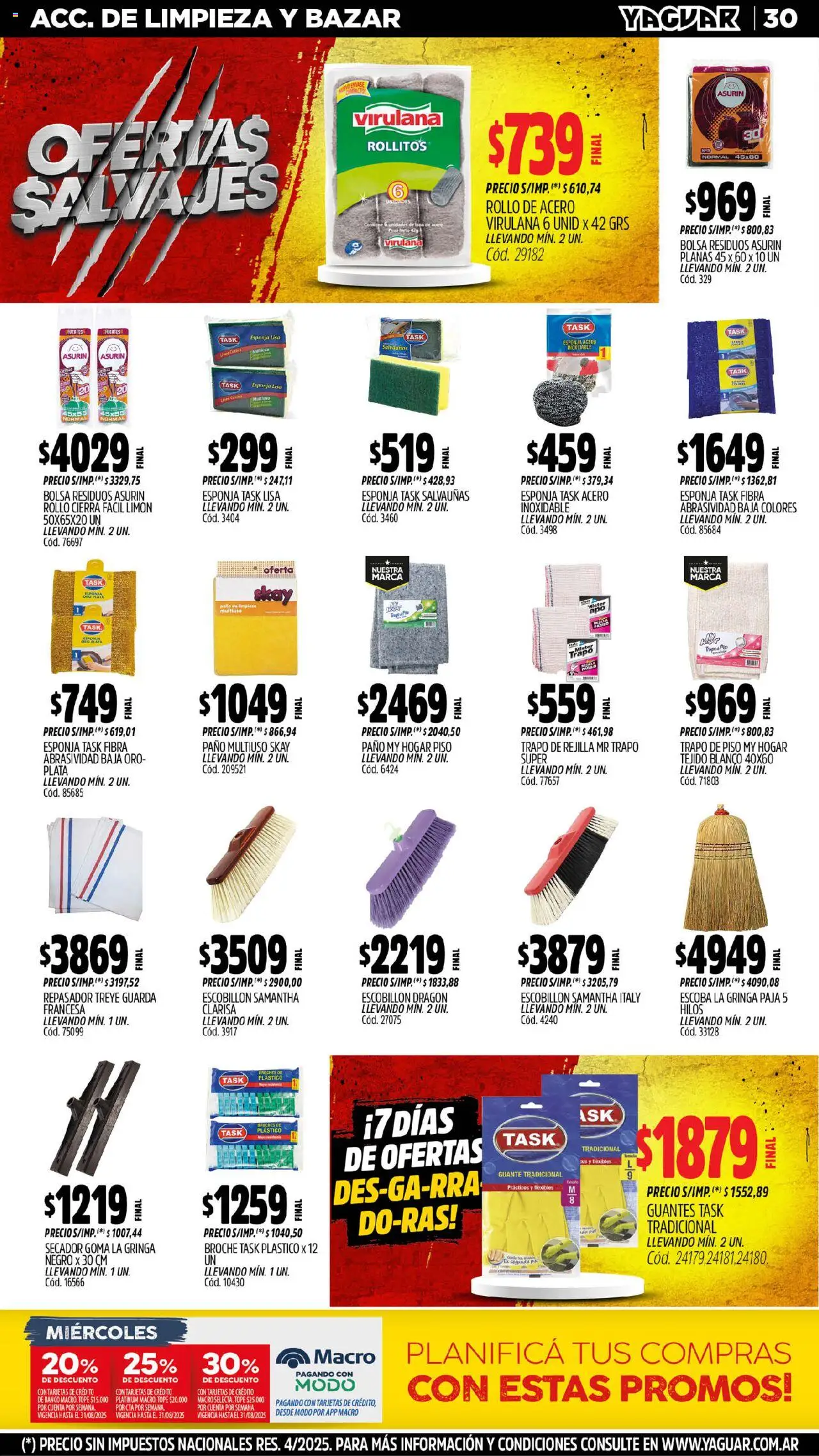 Yaguar - Neuquén │ válido desde el 04.08.2025 | Página: 31 | Productos: Trapo de piso, Bolsa, Banco, Esponja