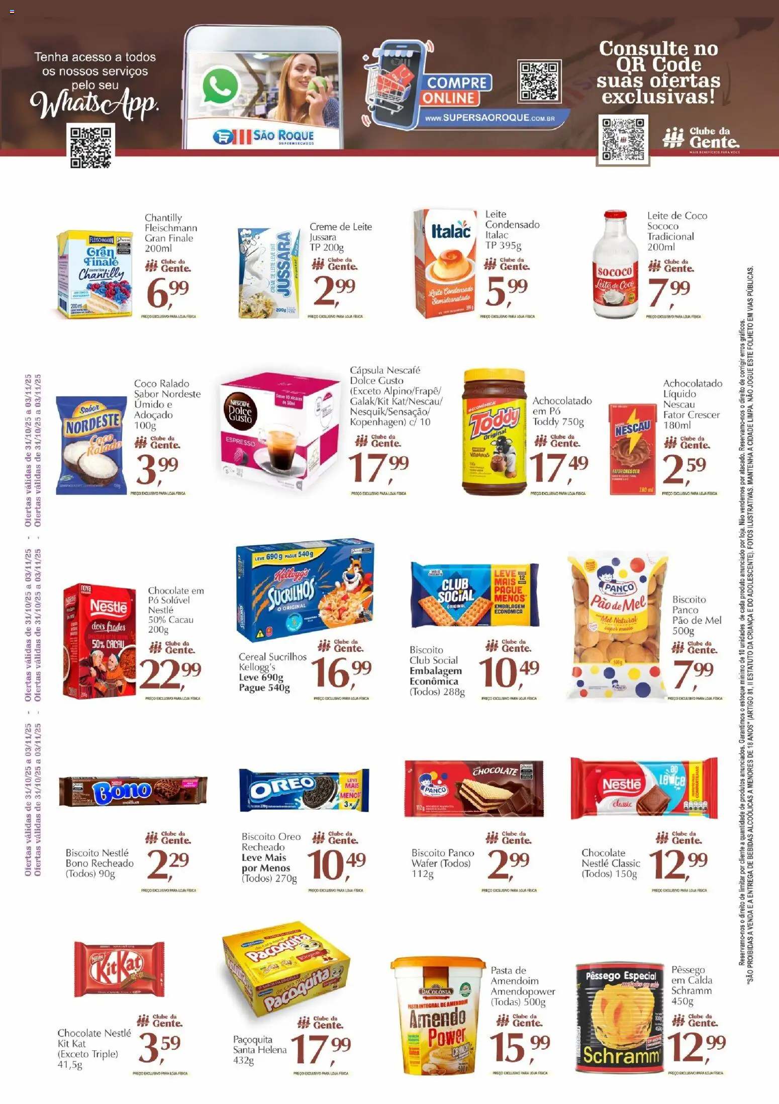 São Roque Supermercados Folheto - válido de 14.11.2025 | Página: 2 | Produtos: Biscoito, Pão, Creme, Leite de coco