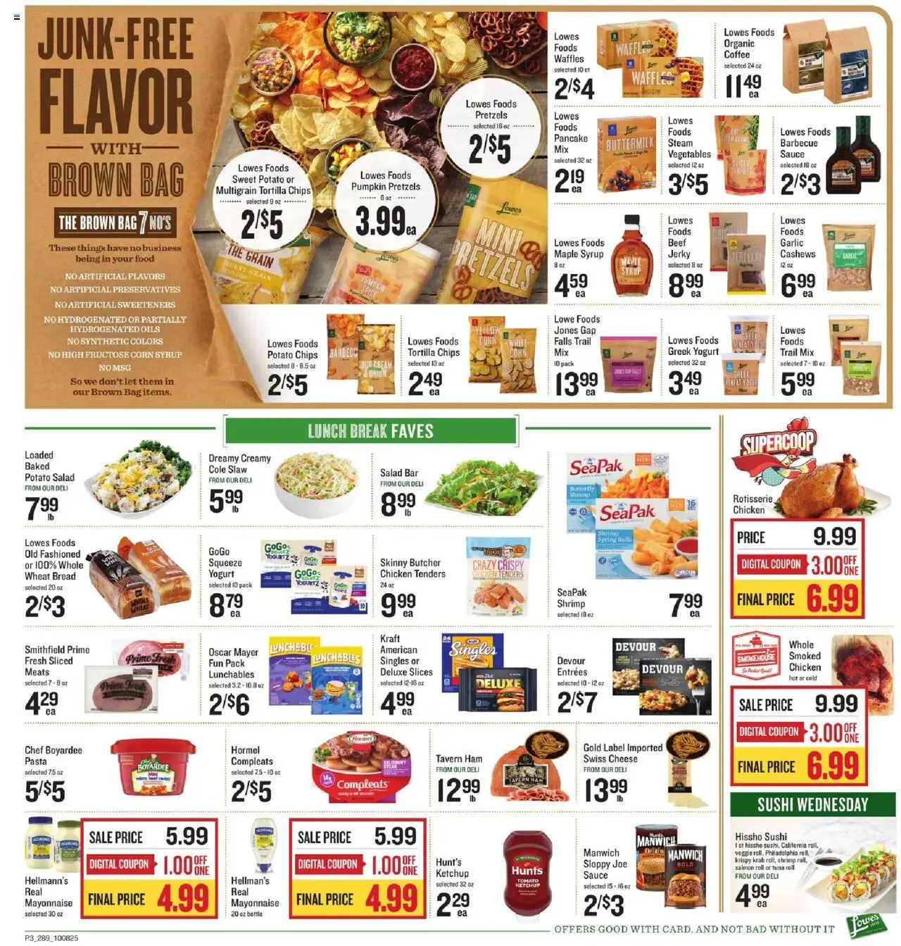 Lowes Foods Weekly Ad - GA - valid from 08.10.2025 | Page: 4 | Products: Yogurt, Ham, Cream, Salad