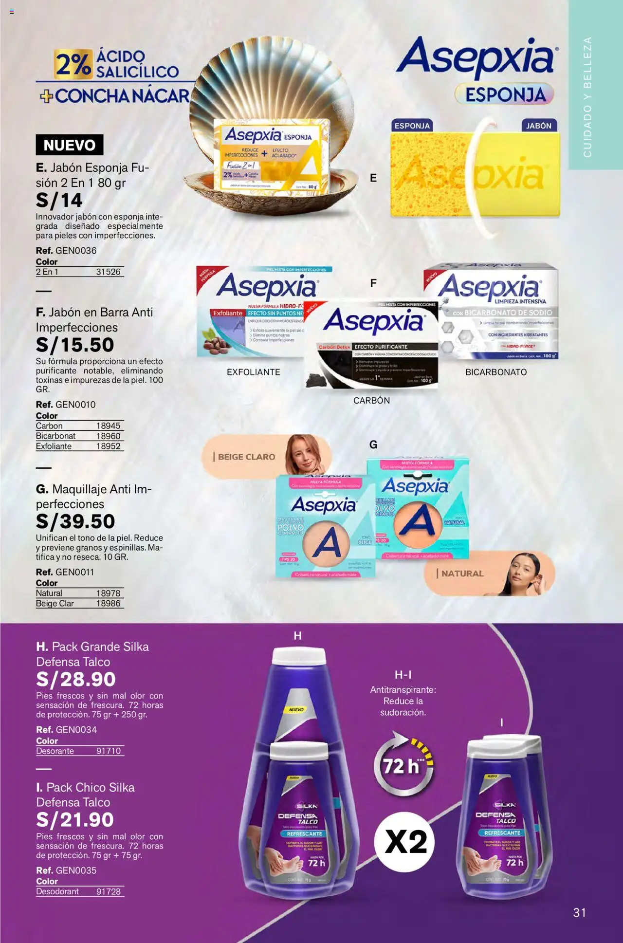 Catálogo Leonisa válido desde 22.08.2025 | Página: 31 | Productos: Esponja, Exfoliante, Antitranspirante, Maquillaje