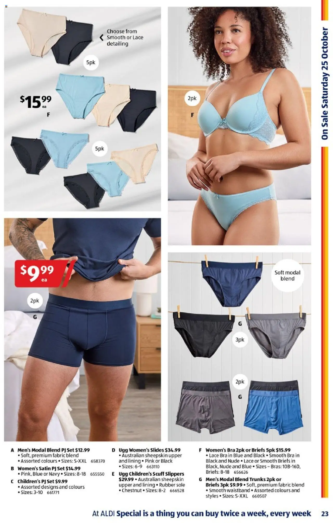 Aldi catalogue - valid from 22.10.2025 | Page: 23 | Products: Sheepskin, Slides, Briefs, Slippers