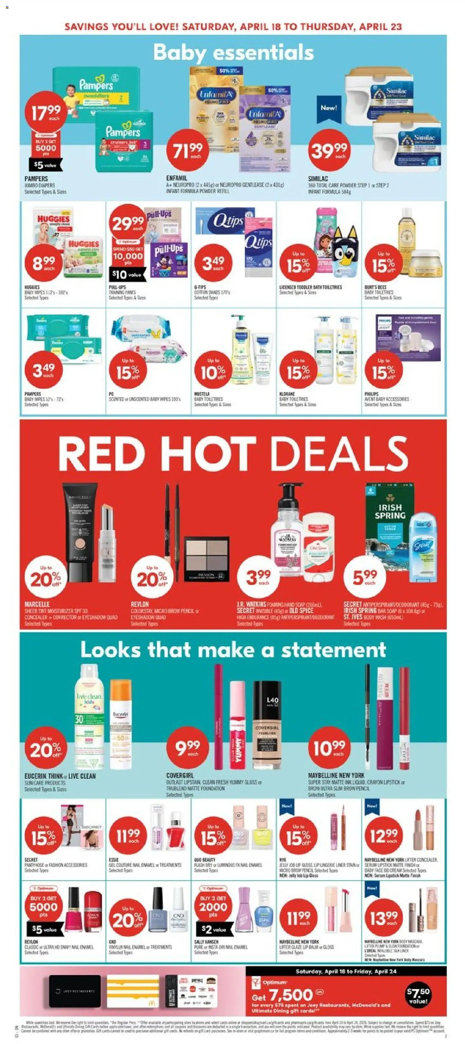 Shoppers flyer valid from 17.04.2026 | Page: 8 | Products: Concealer, Powder, Lipstick, Bath