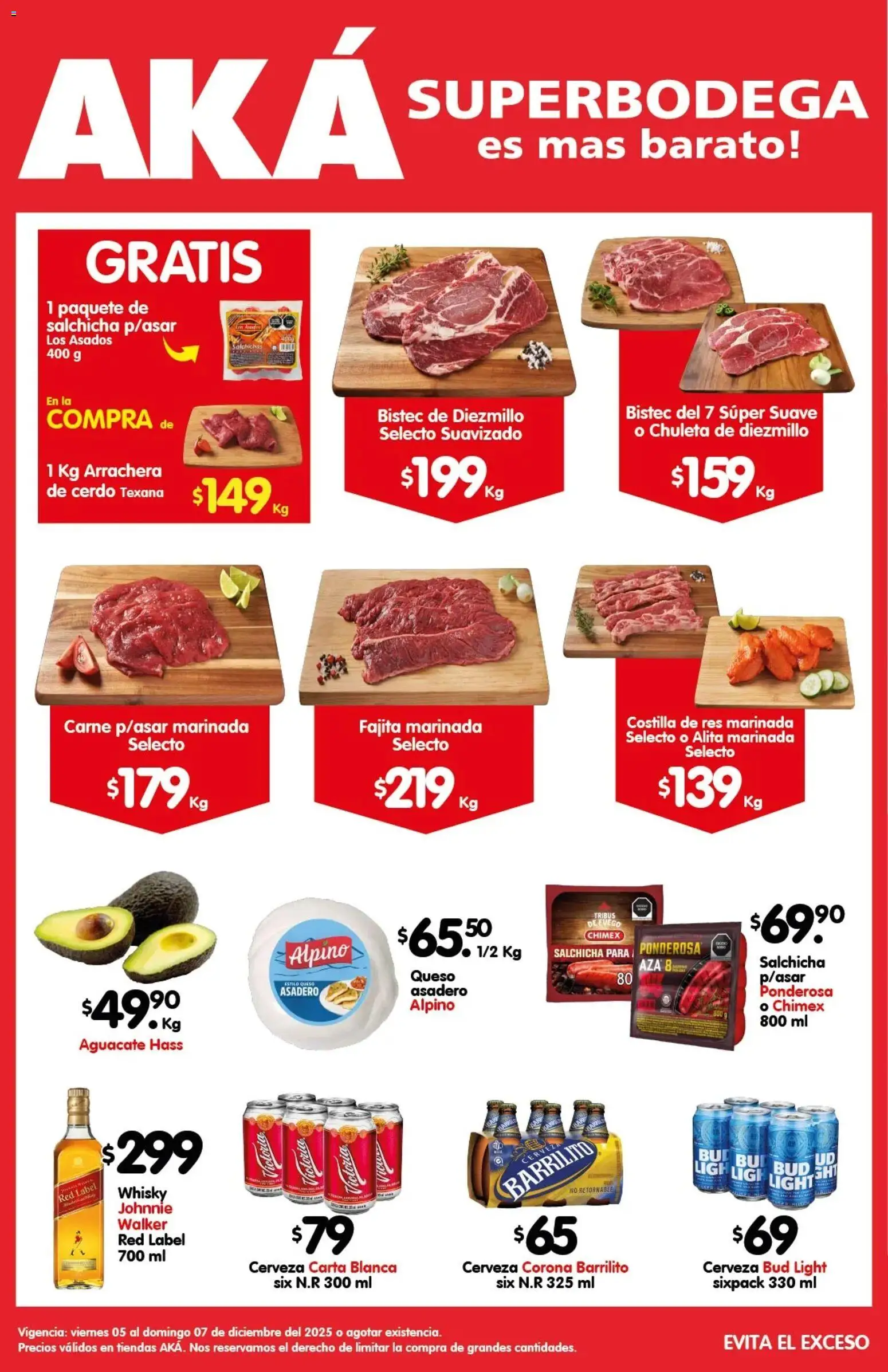 Nuevas ofertas de Arteli válidas en toda la República Mexicana desde el 05.12.2025. ¡Encuentra las mejores ofertas en Arteli folleto Cartnita Asada Aká Superbodegas! | Página: 1 | Productos: Aguacate, Cerdo, Res, Whisky